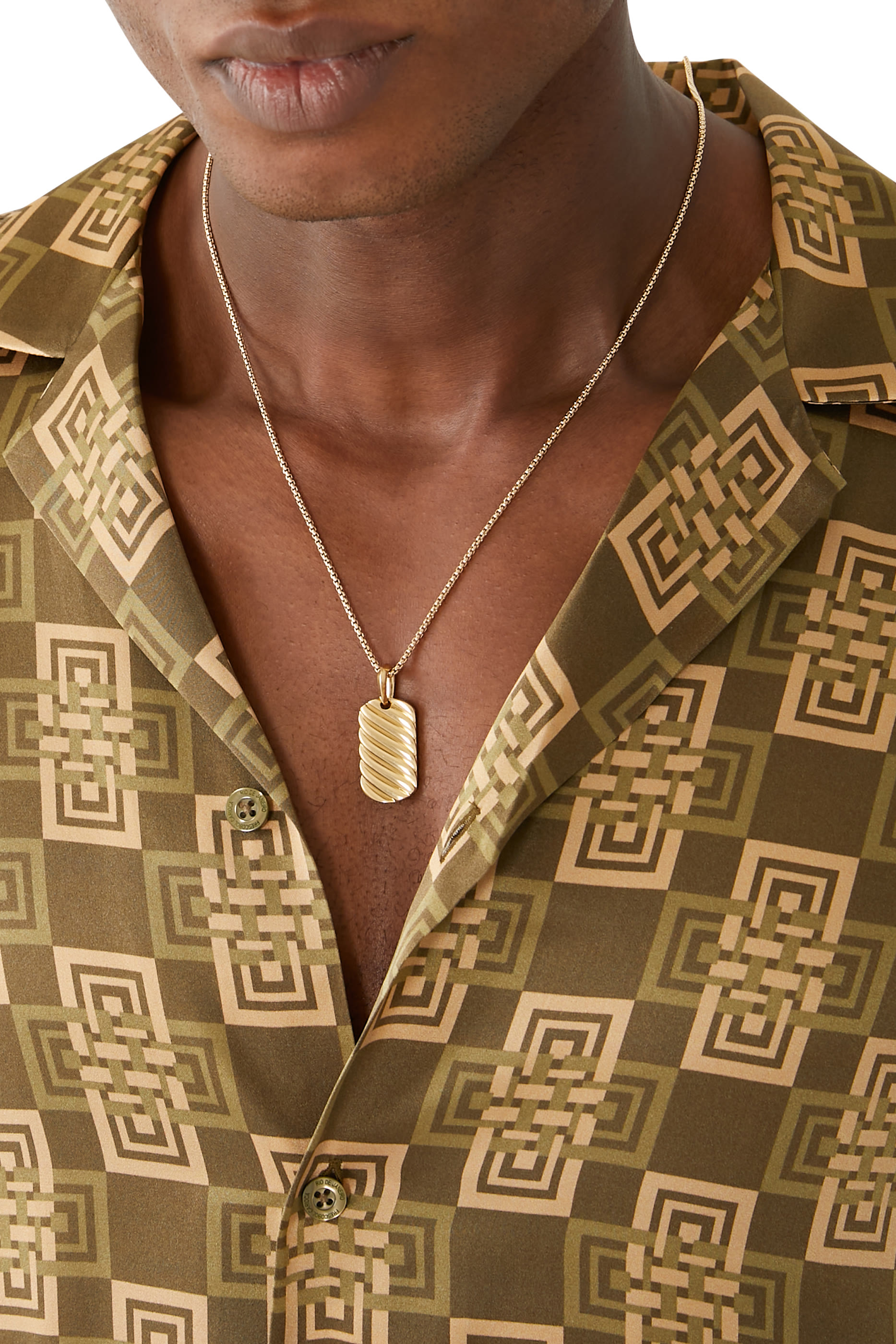 Sculpted Cable Tag, 18K Yellow Gold