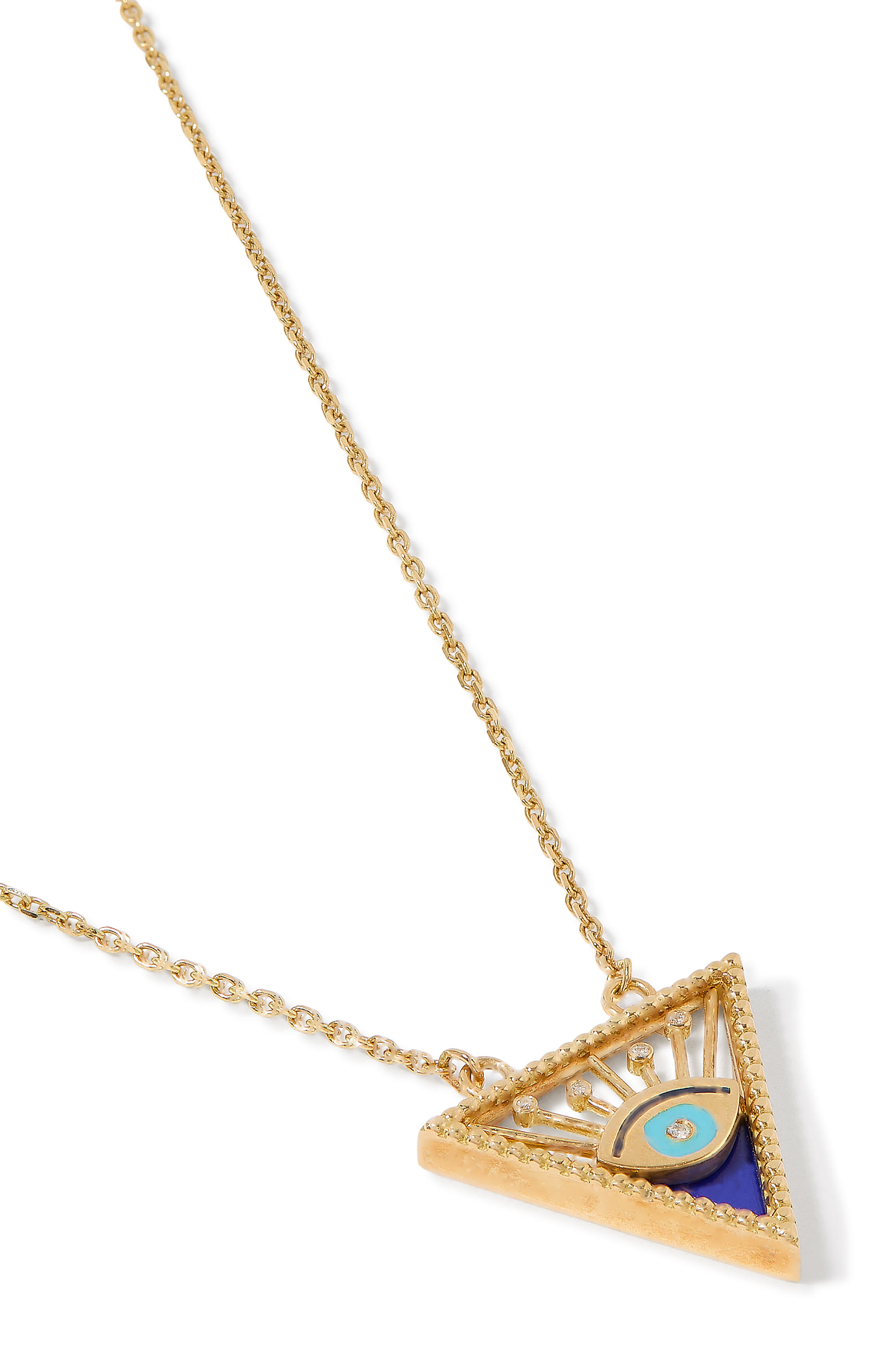 Triangle Eye Pendant, 18k Yellow Gold & Diamonds