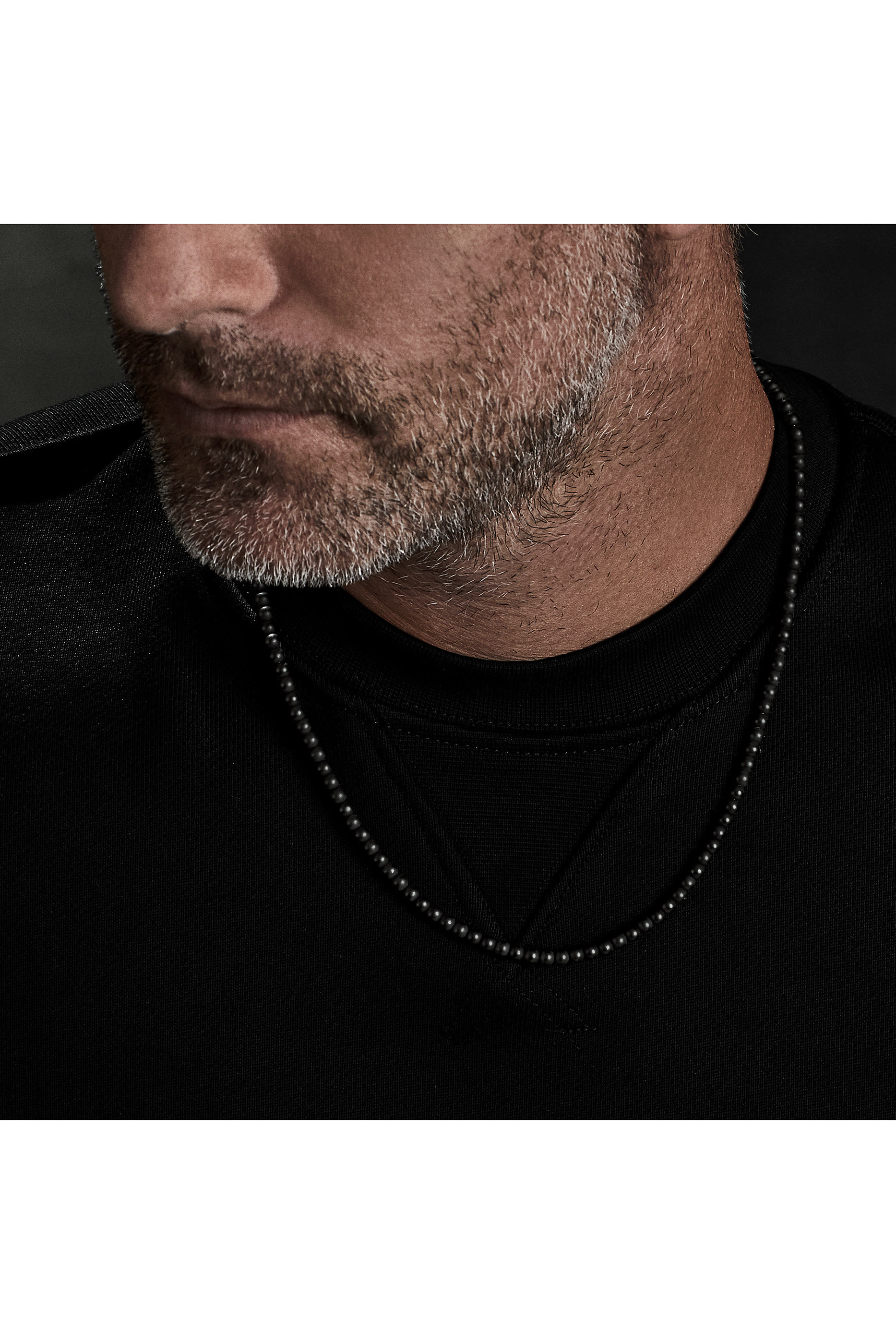 Spiritual Beads Necklace, Sterling Silver & Onyx