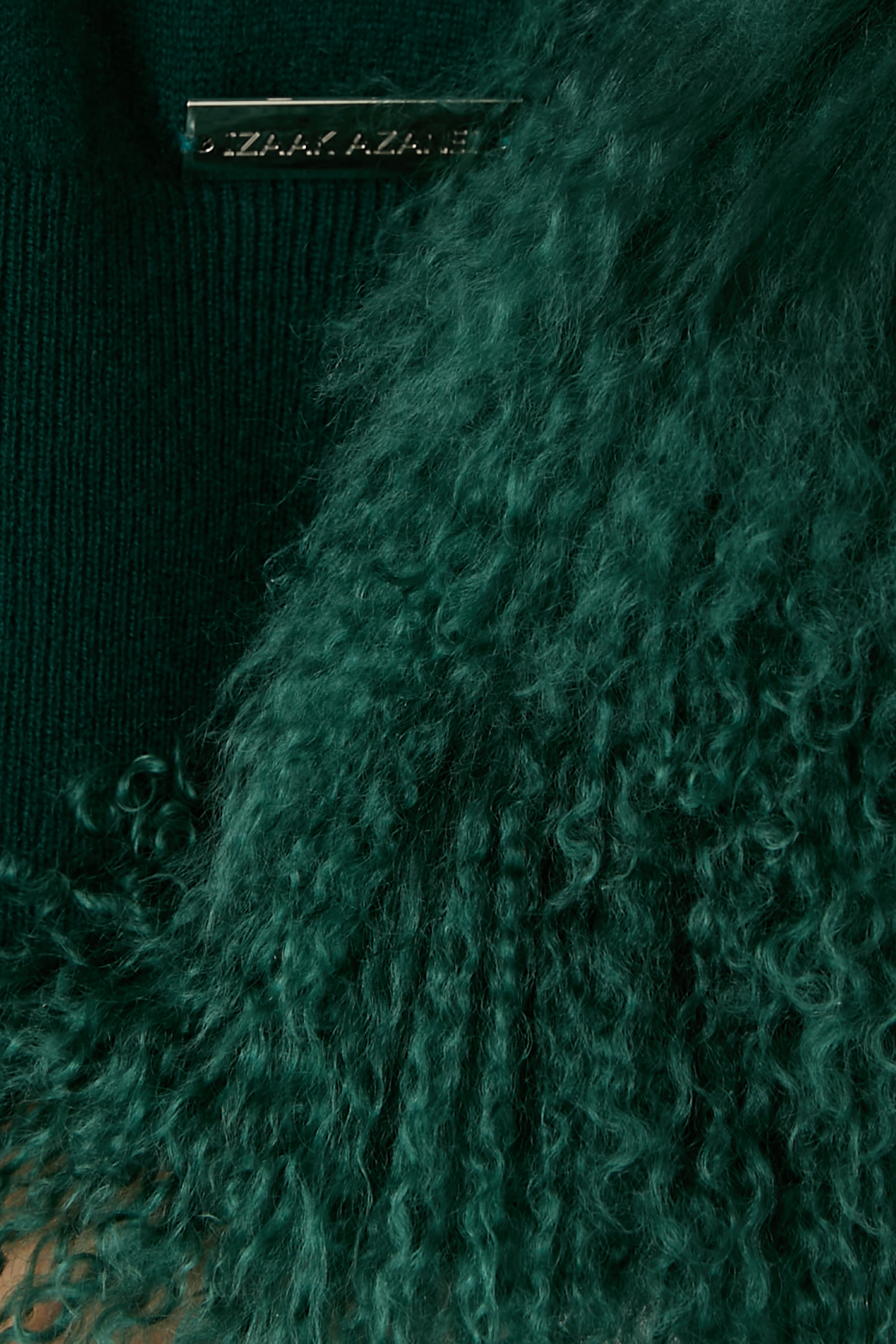  Round Neck Sweater with Shearling Cuffs