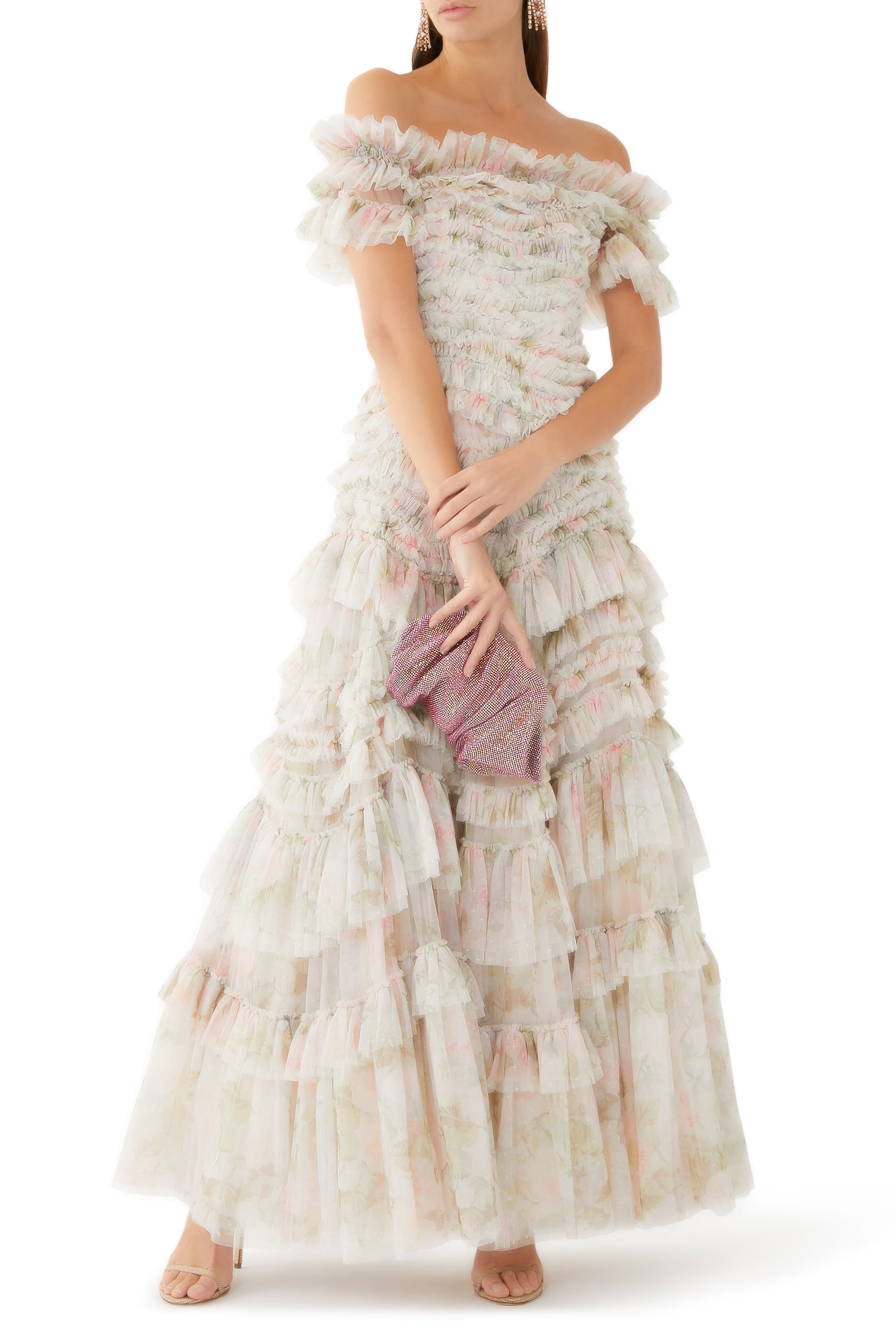 Rose Powder Off-Shoulder Gown