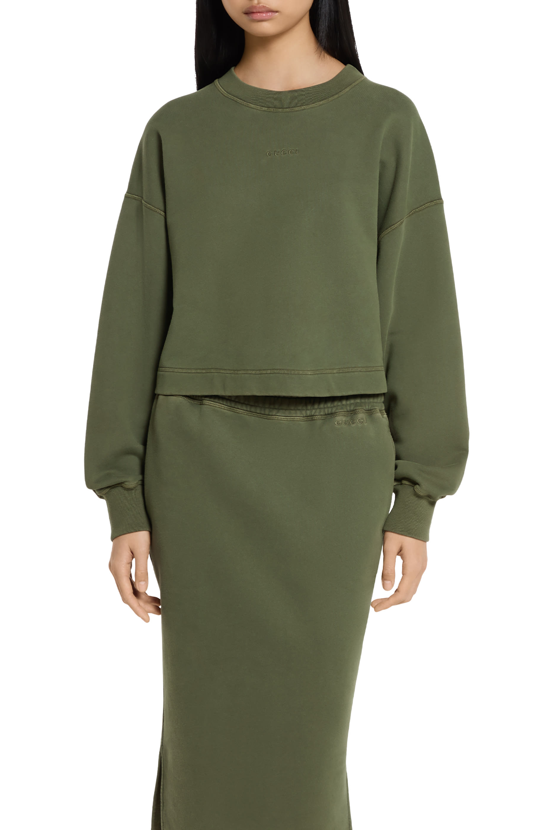 Logo Embroidery Cotton Jersey Sweatshirt