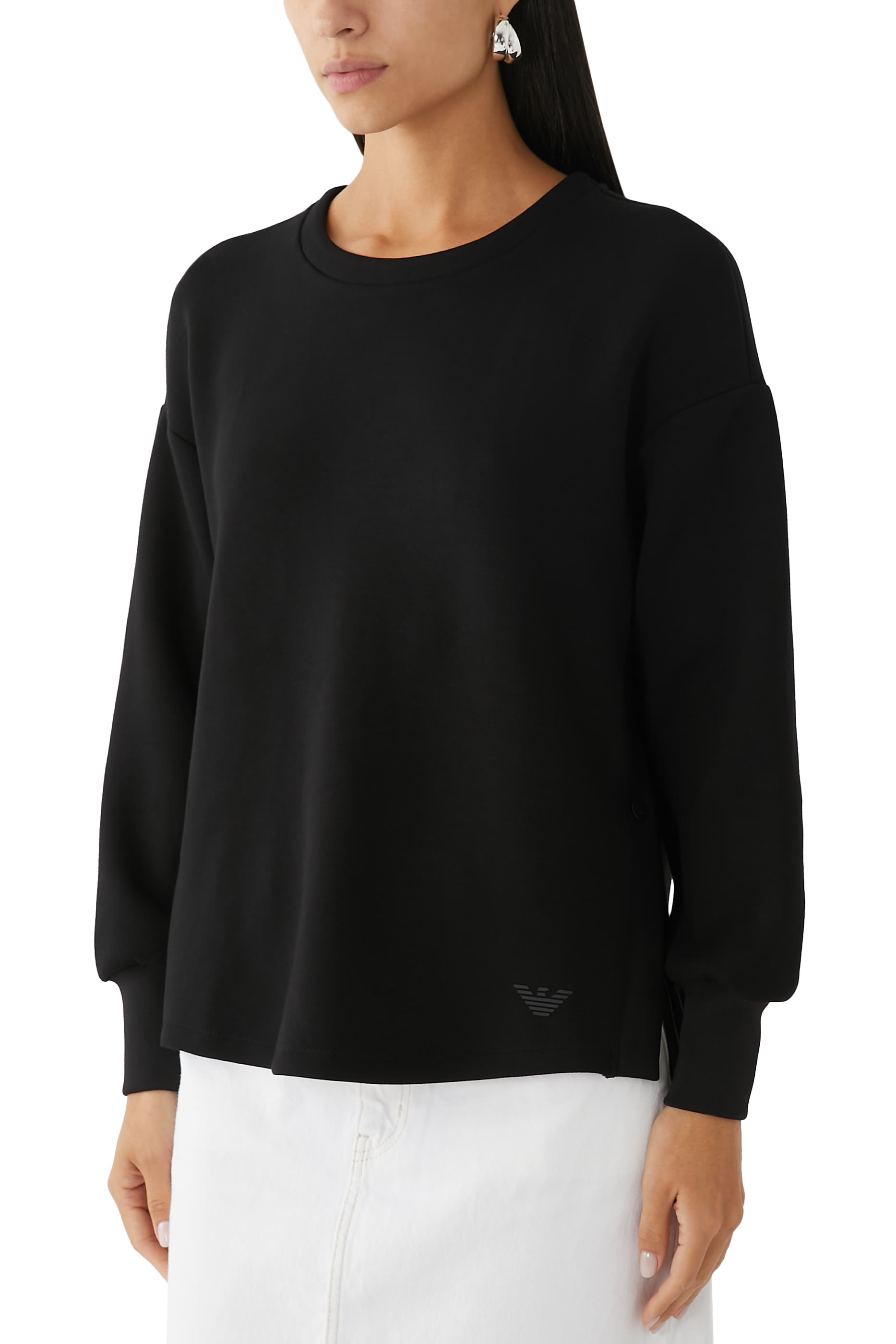 Scuba Fabric Sweatshirt with Side Slits