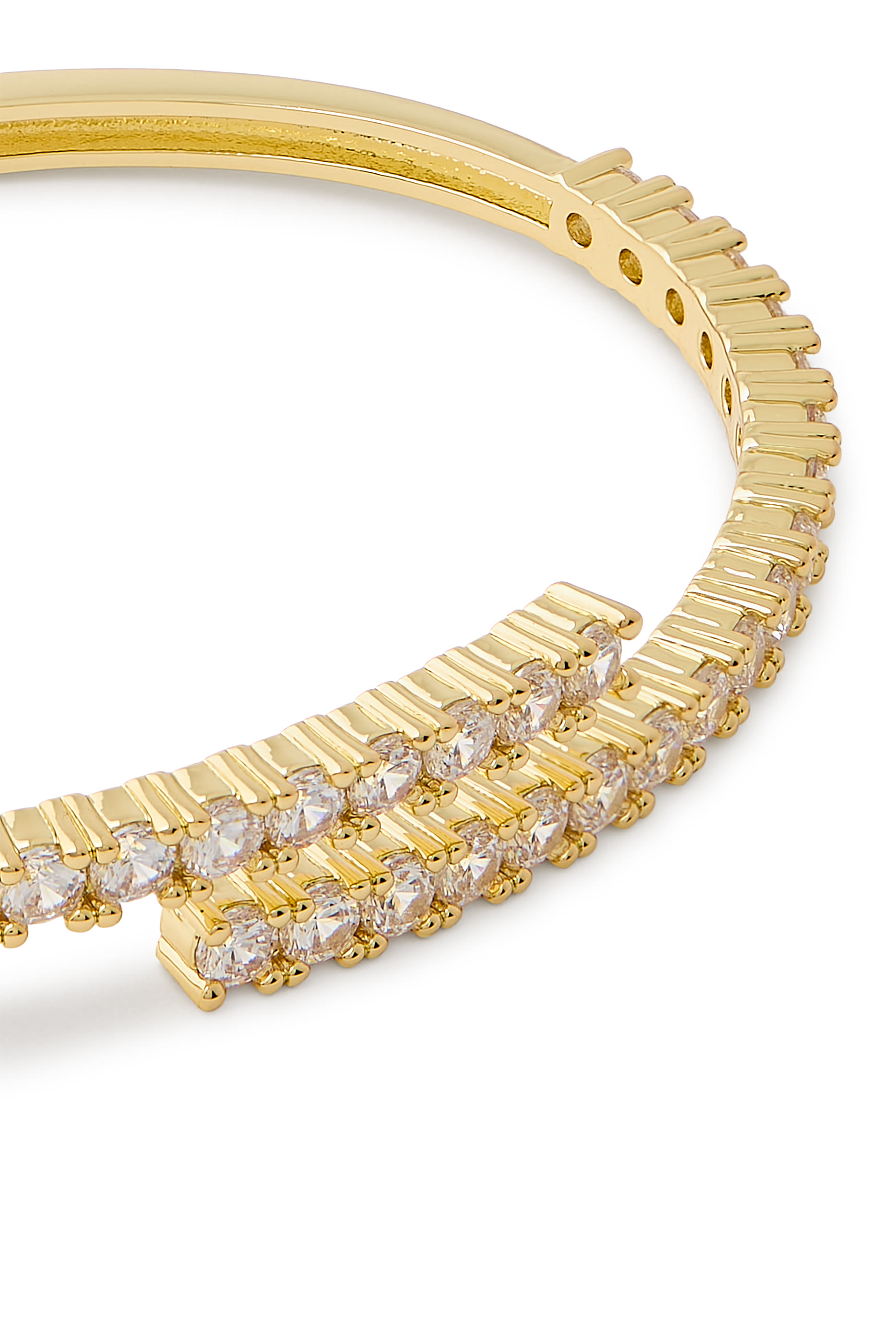  Open Cuff, Gold-Plated Brass & Cubic Zirconia