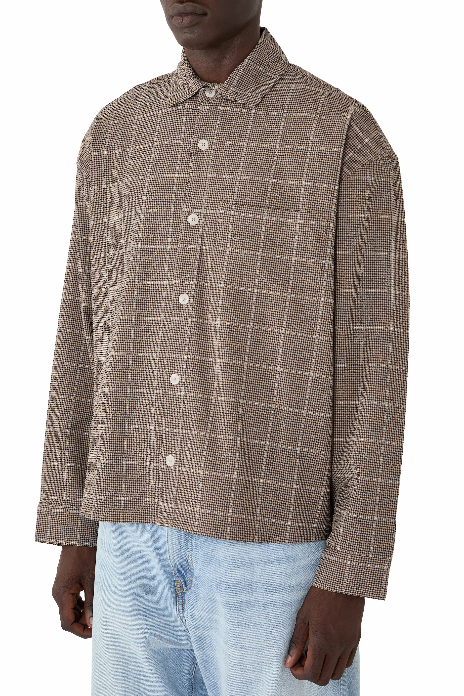 Mki Seersucker Check Box Dress Shirt