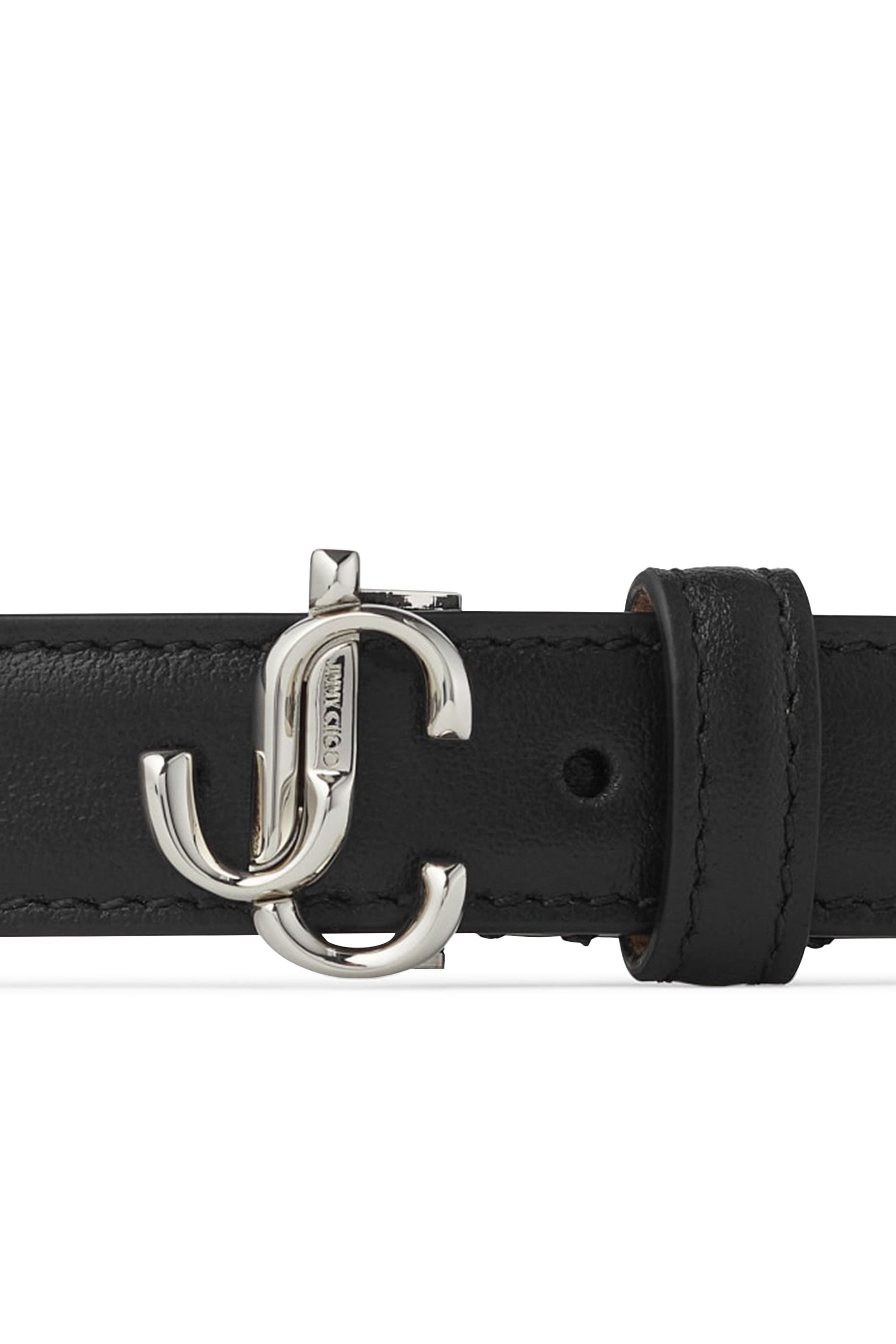 Black Smooth Leather Mini Belt