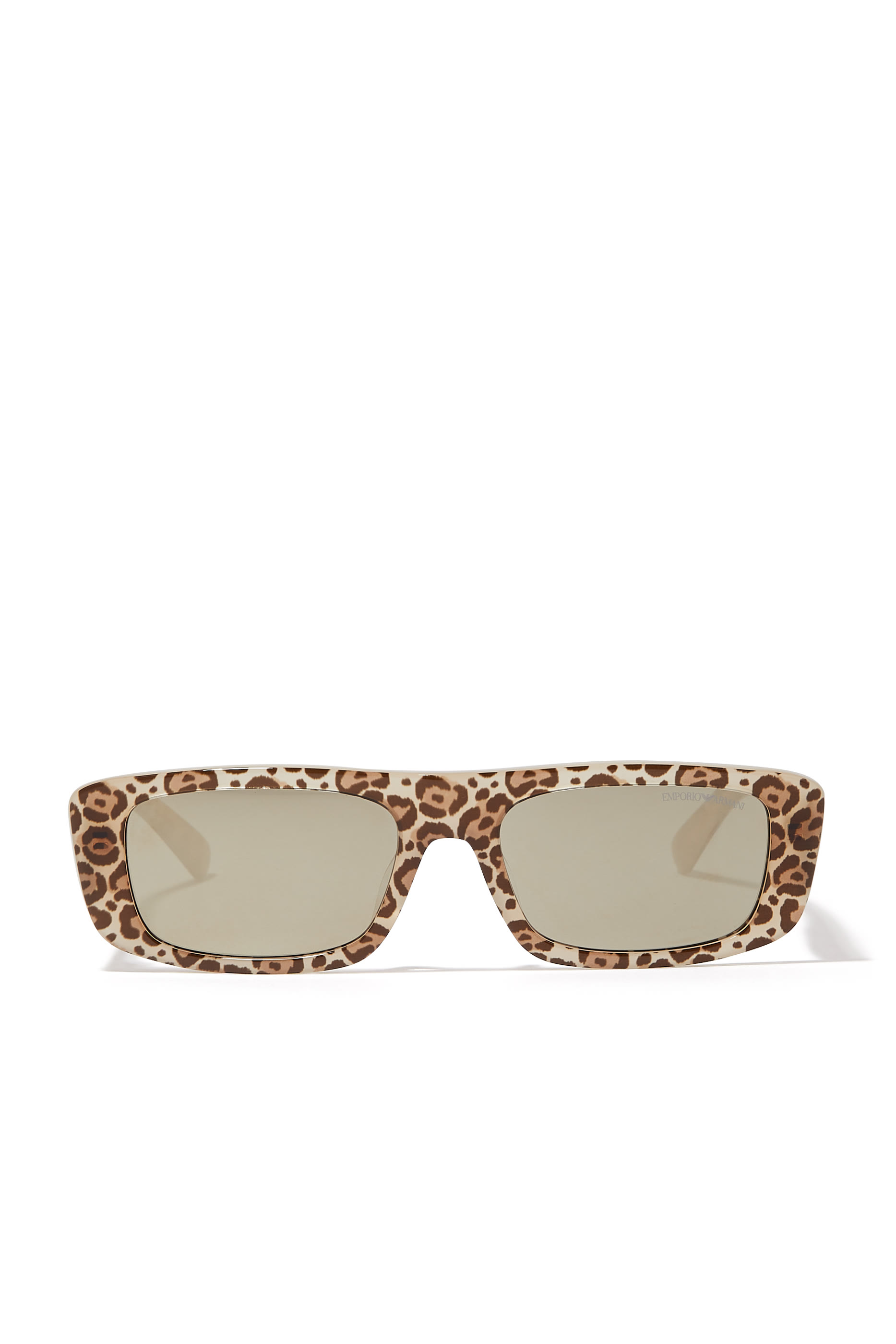 Leopard Print Rectangular Sunglasses