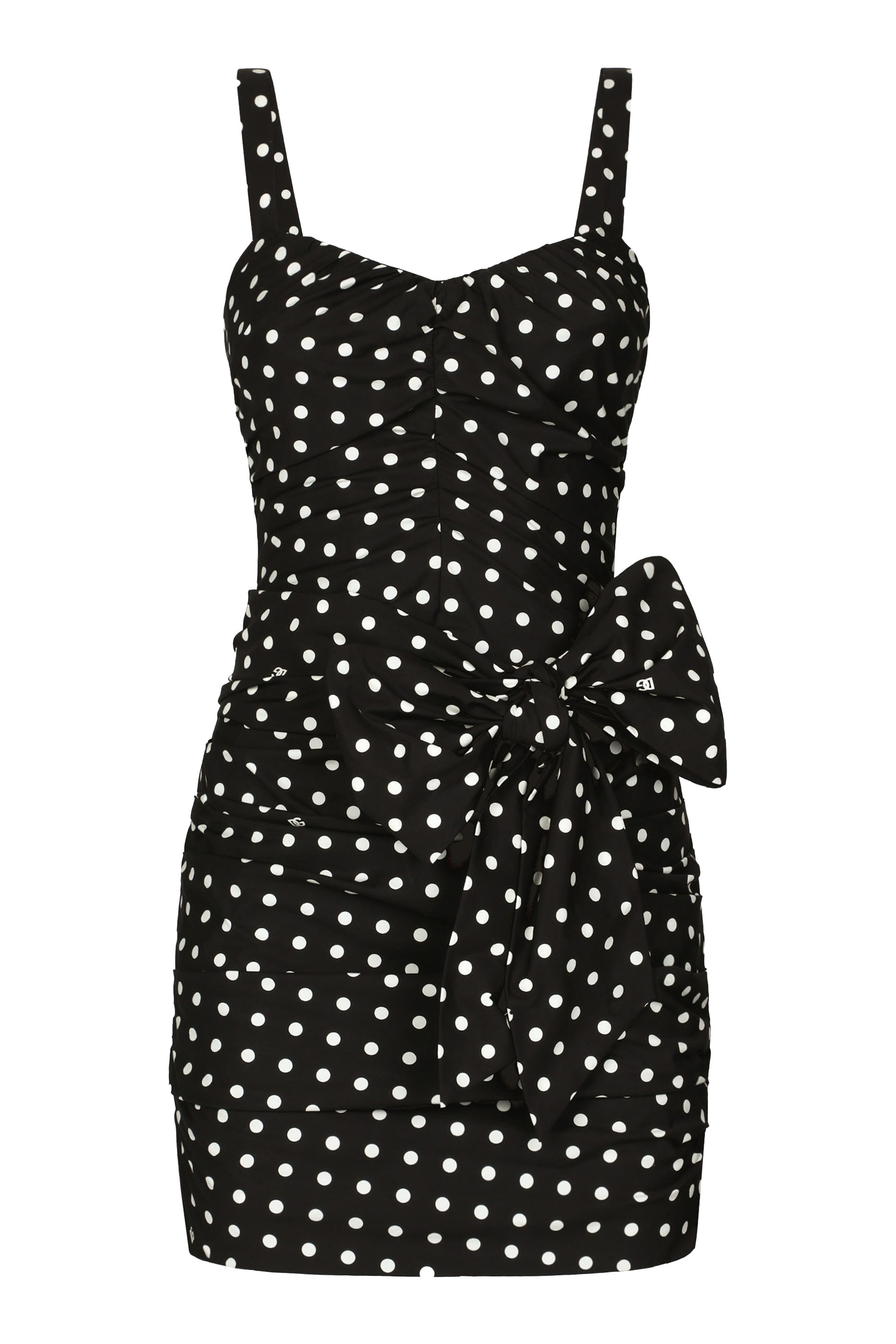 Polka-Dot & Bow Detail Cotton Mini Dress