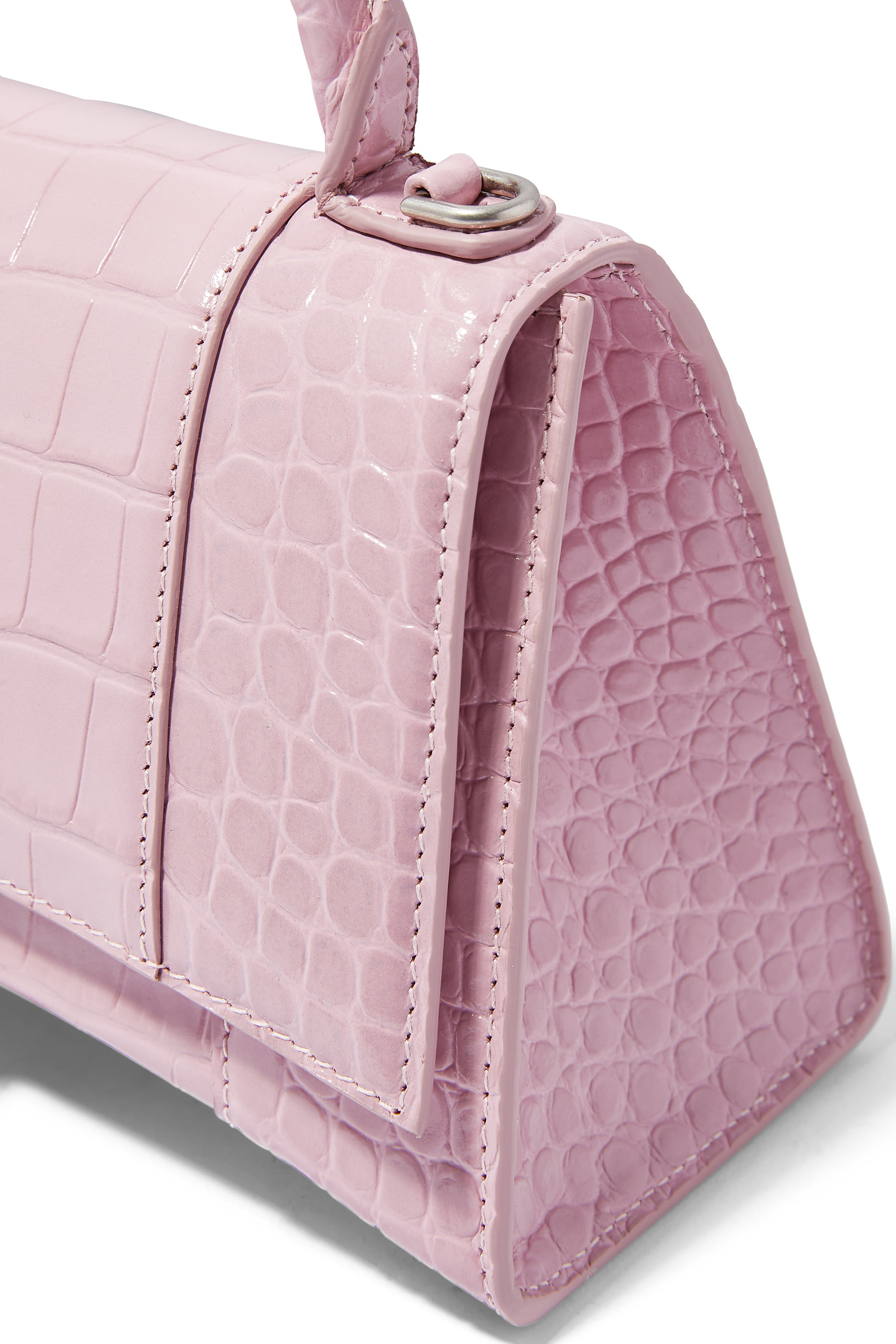 Crocodile Embossed Small Hourglass Handbag