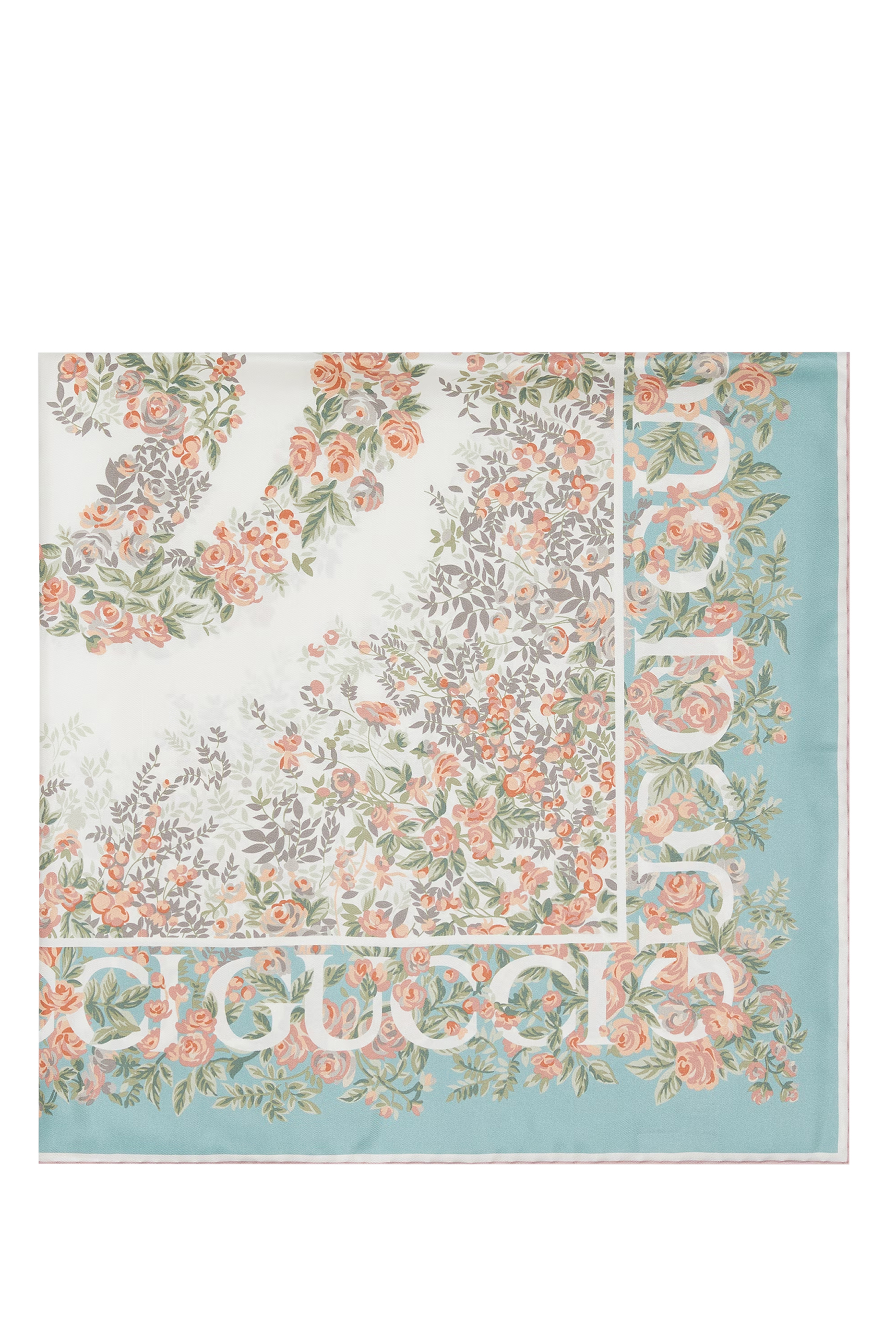 Interlocking G Floral Print Silk Scarf