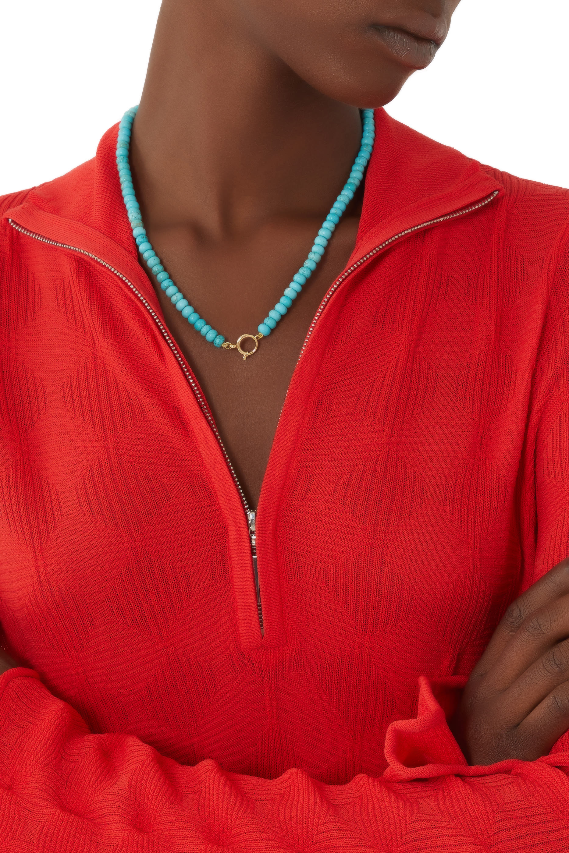 Beaded Necklace, 18k Yellow Gold and Turquoise Stones