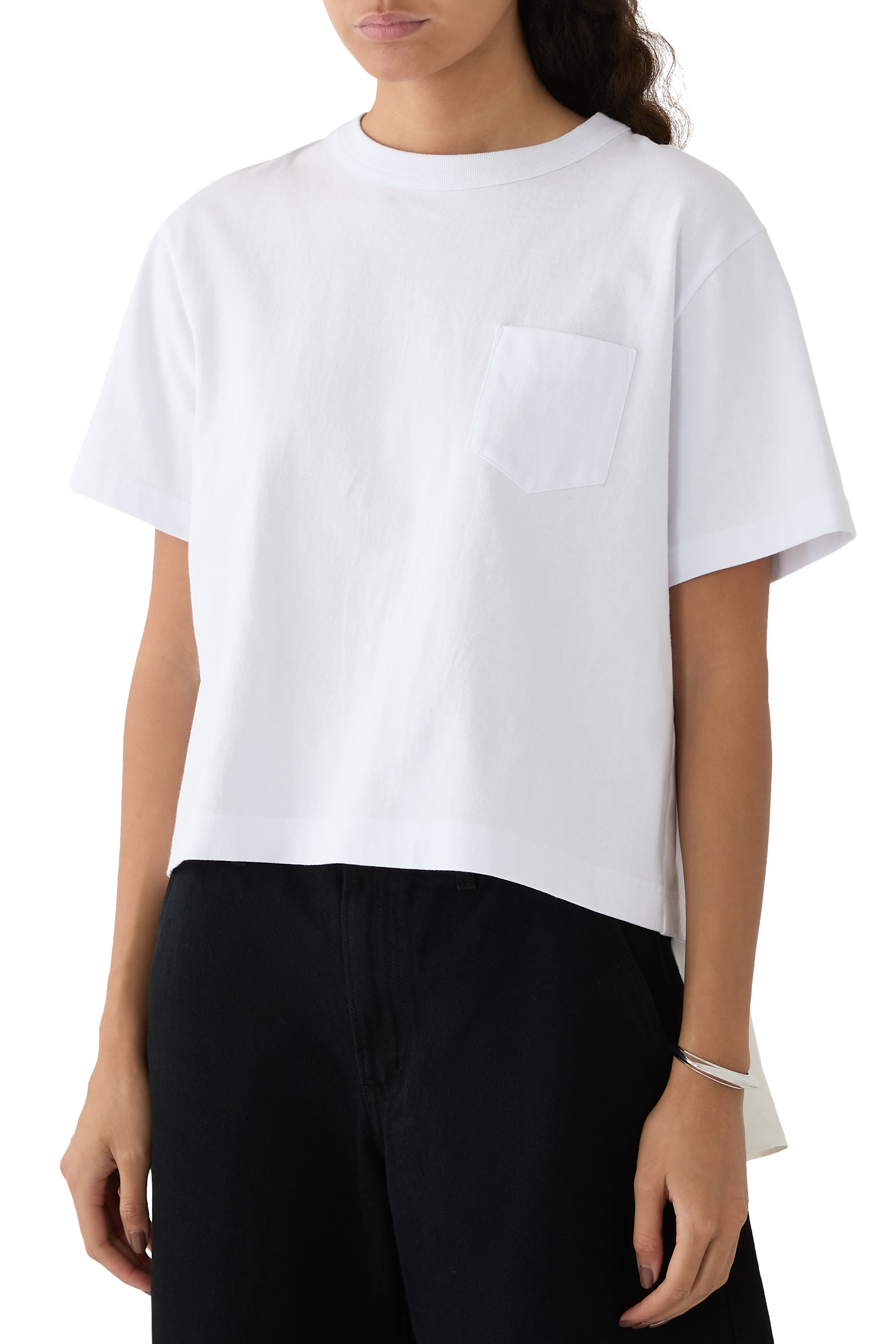 Nylon Twill Mix Cotton Jersey T-Shirt