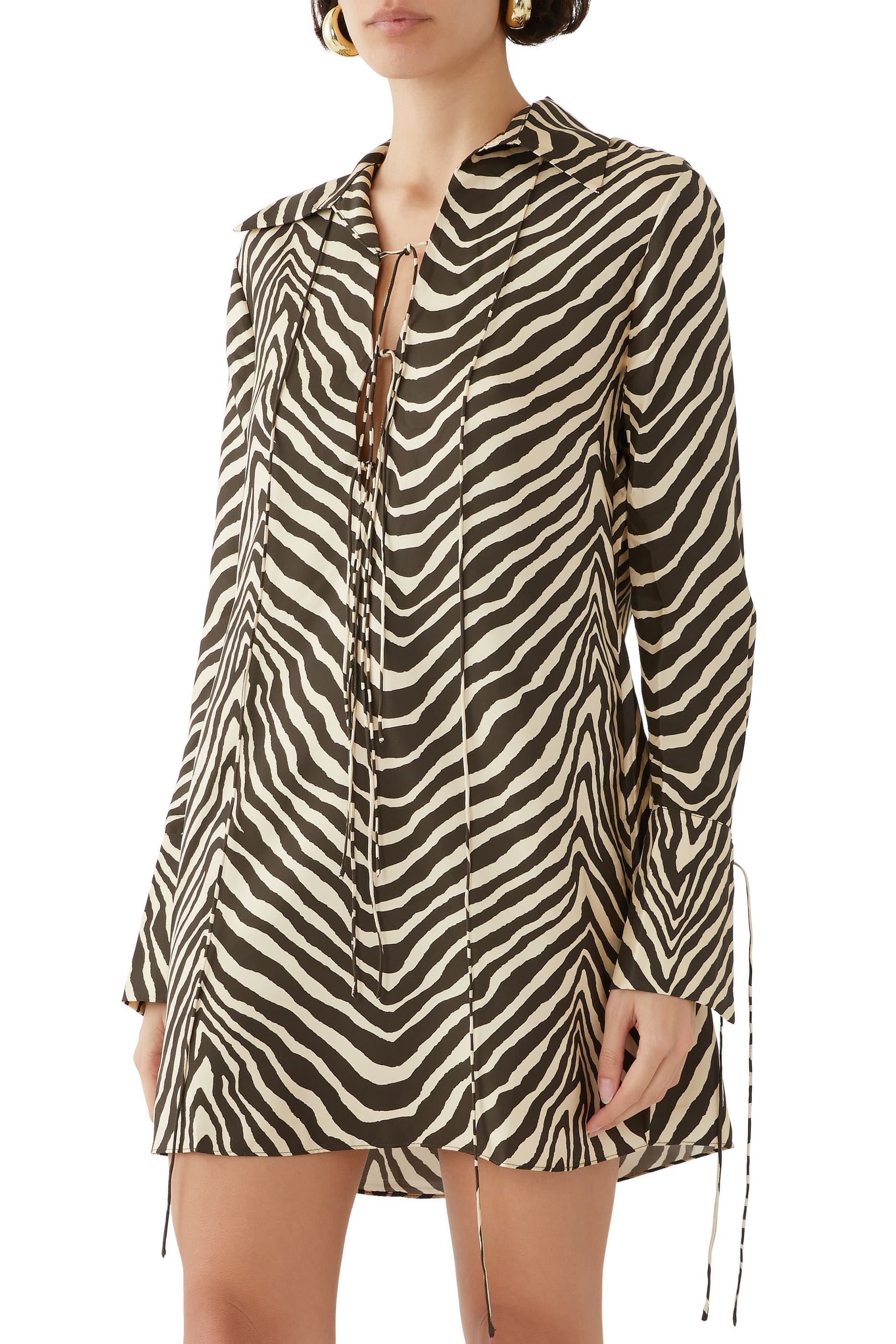 Sana Silk Shirt Tie Mini Dress