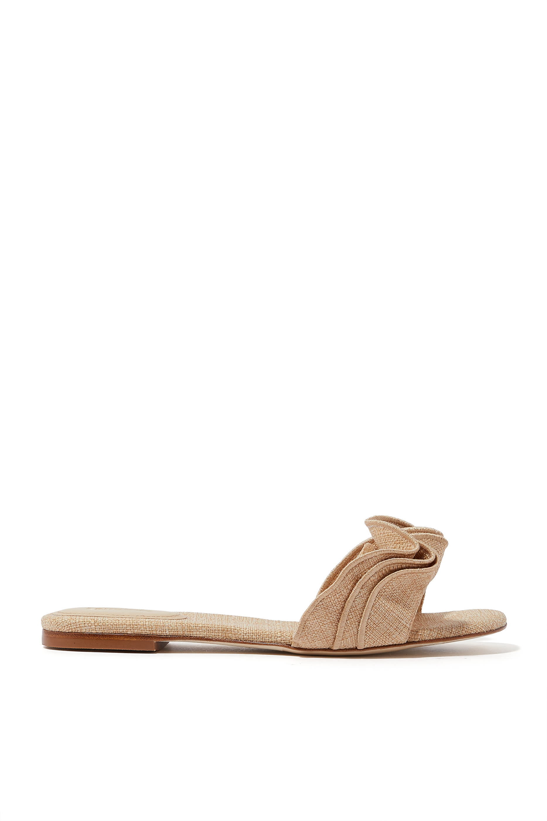 Ivy Raffia Ruffle-Detail Sandals