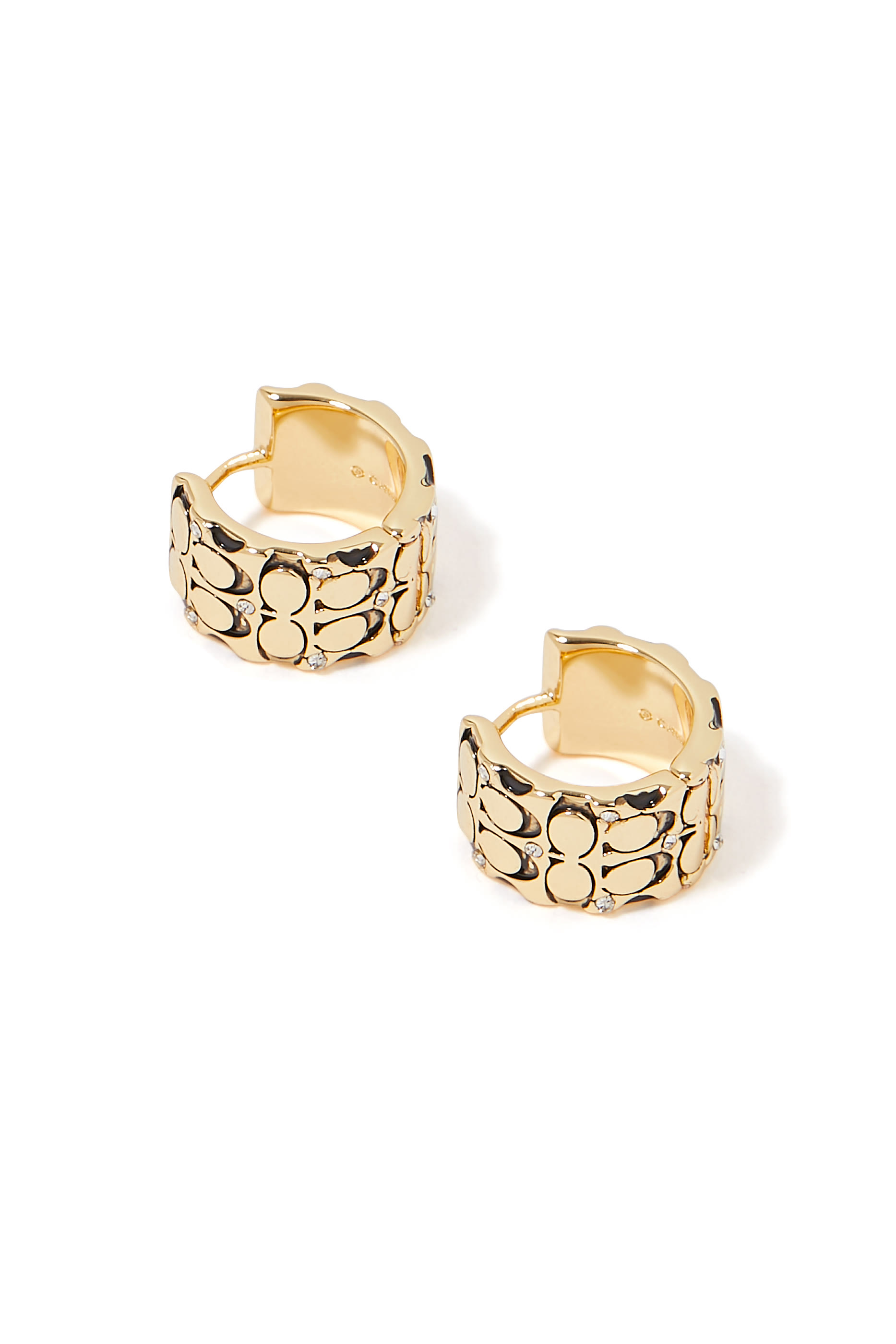 Quilted Signature Huggie Hoop Earrings