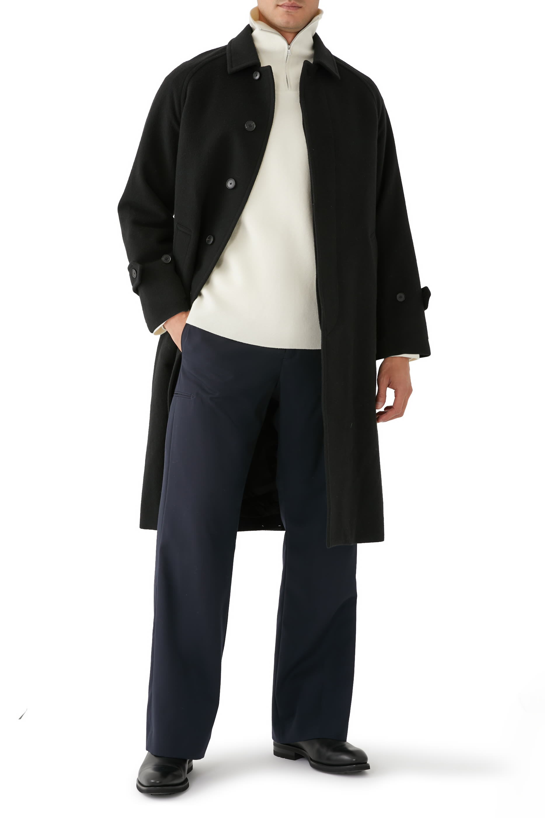 Cashmere Wool Mosser Soutien Collar Coat