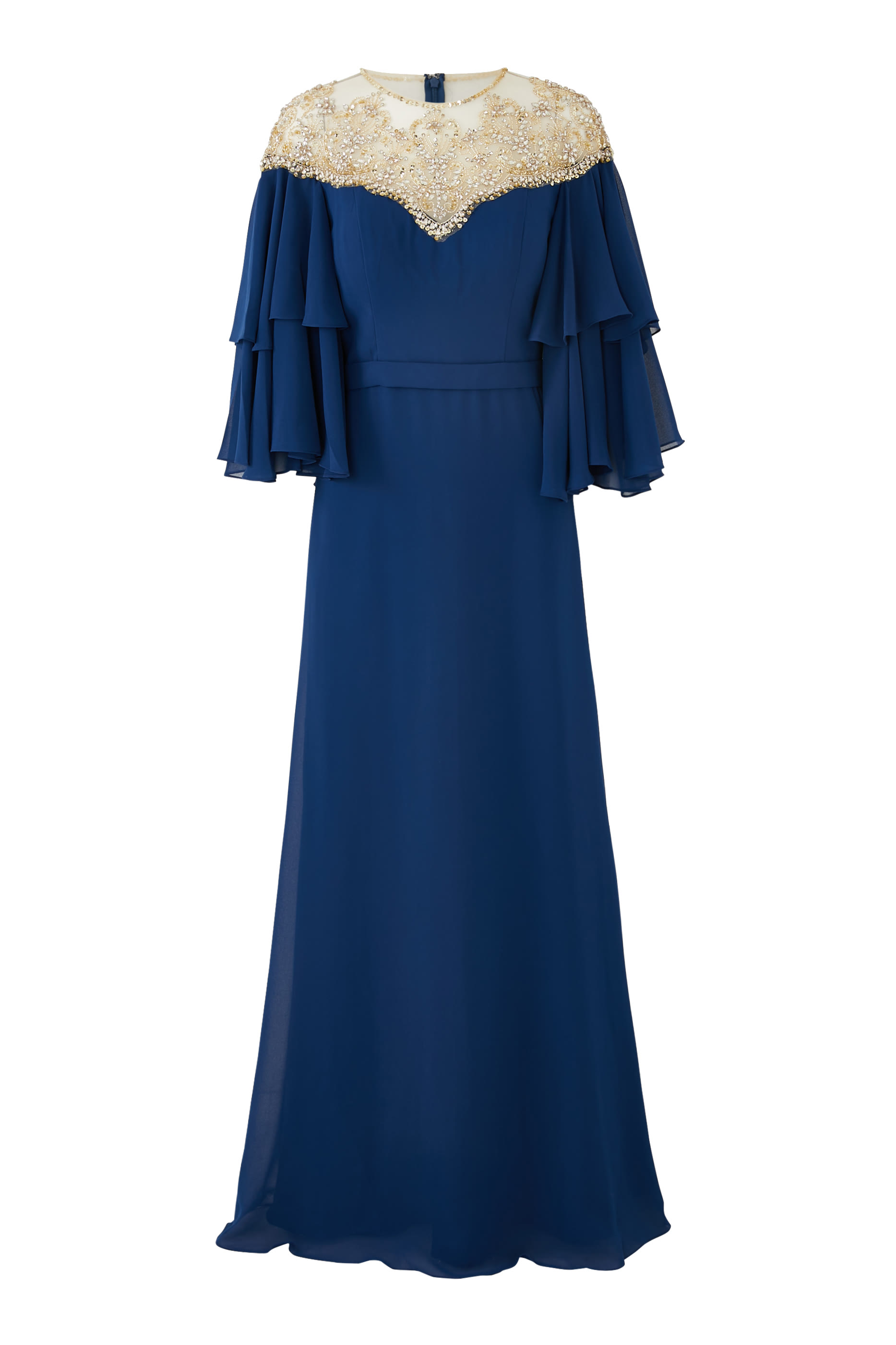 Embellished Ruffled Gown