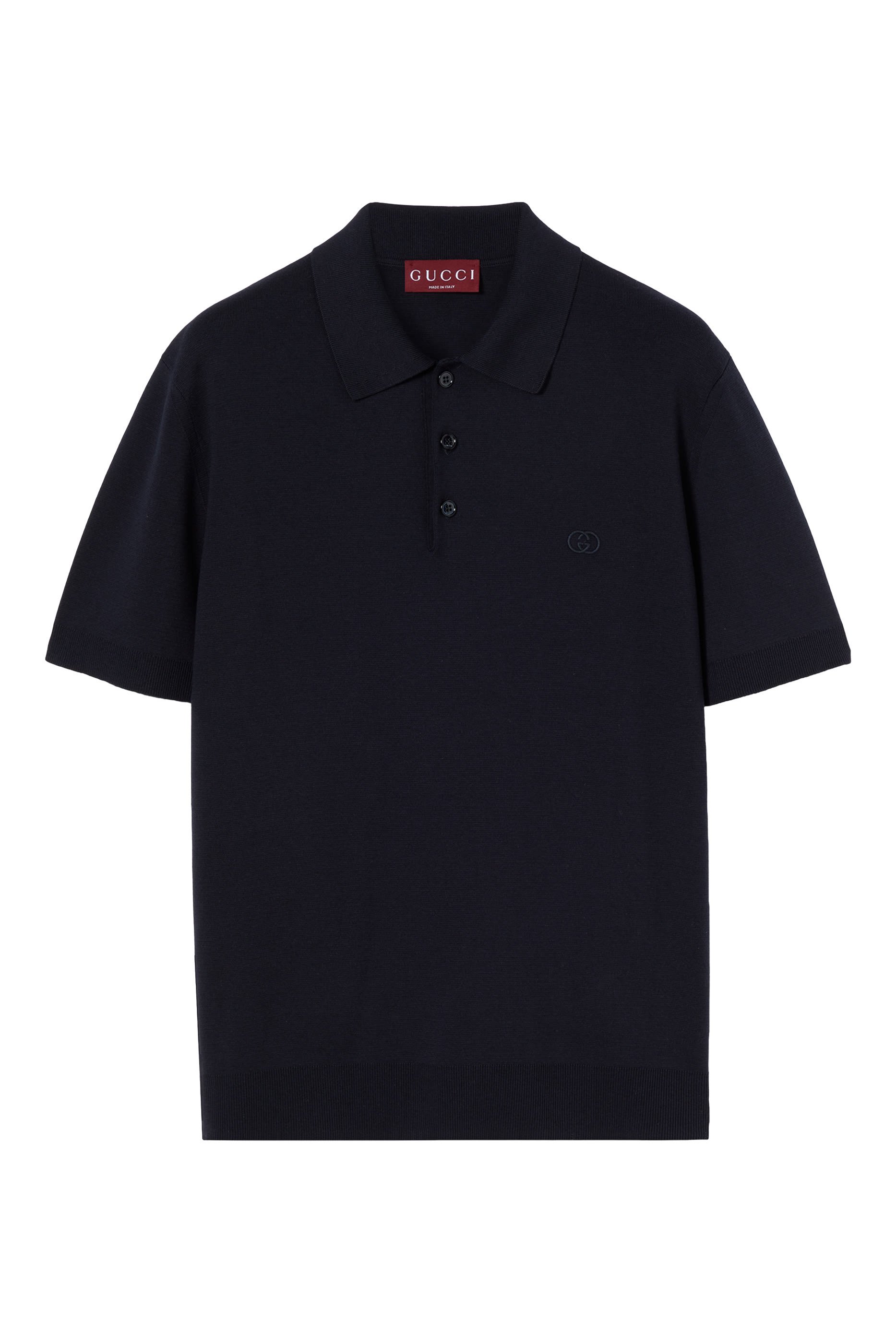 GG Embroidery Silk Cotton Polo Shirt