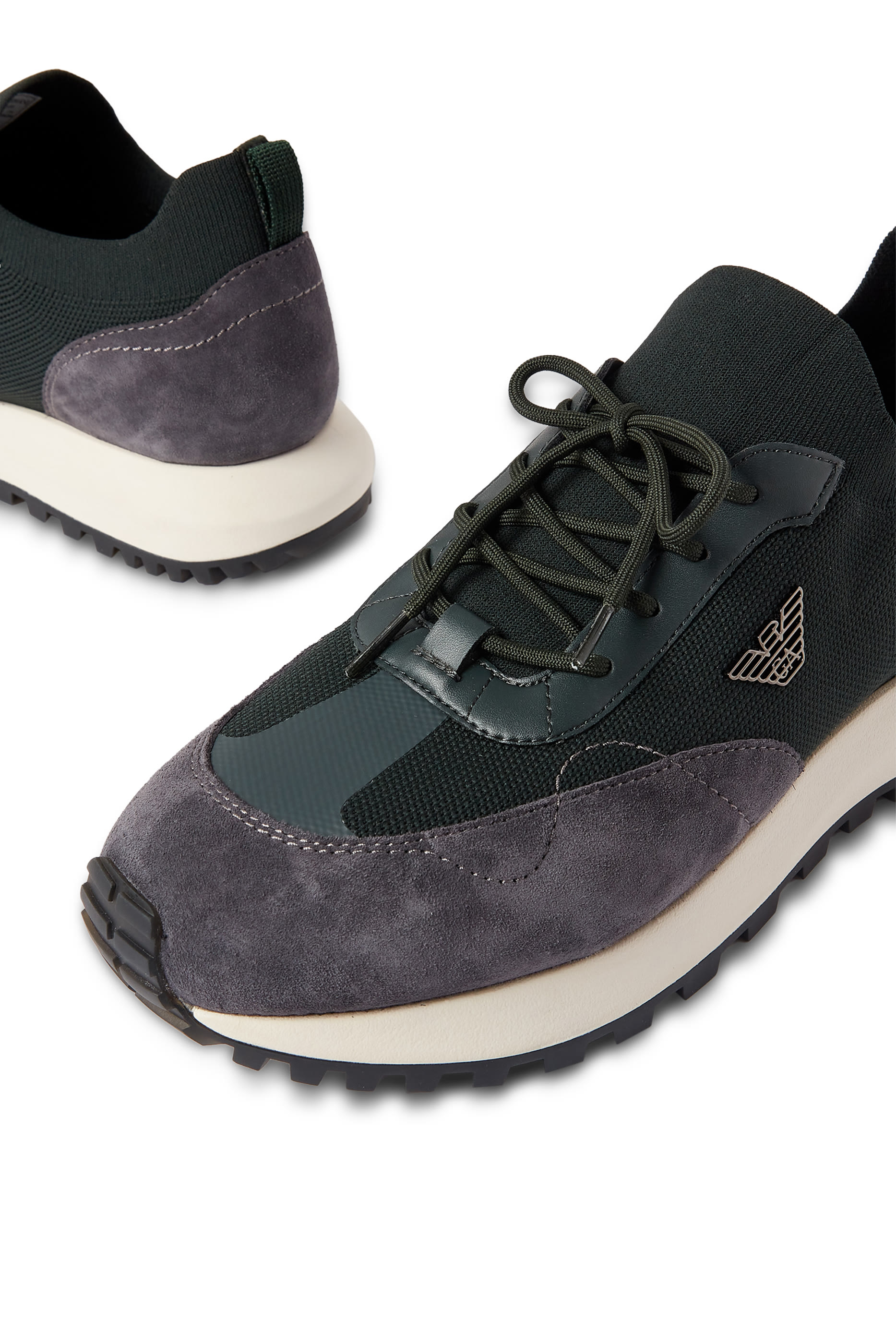 Knit Sneakers with Suede Details