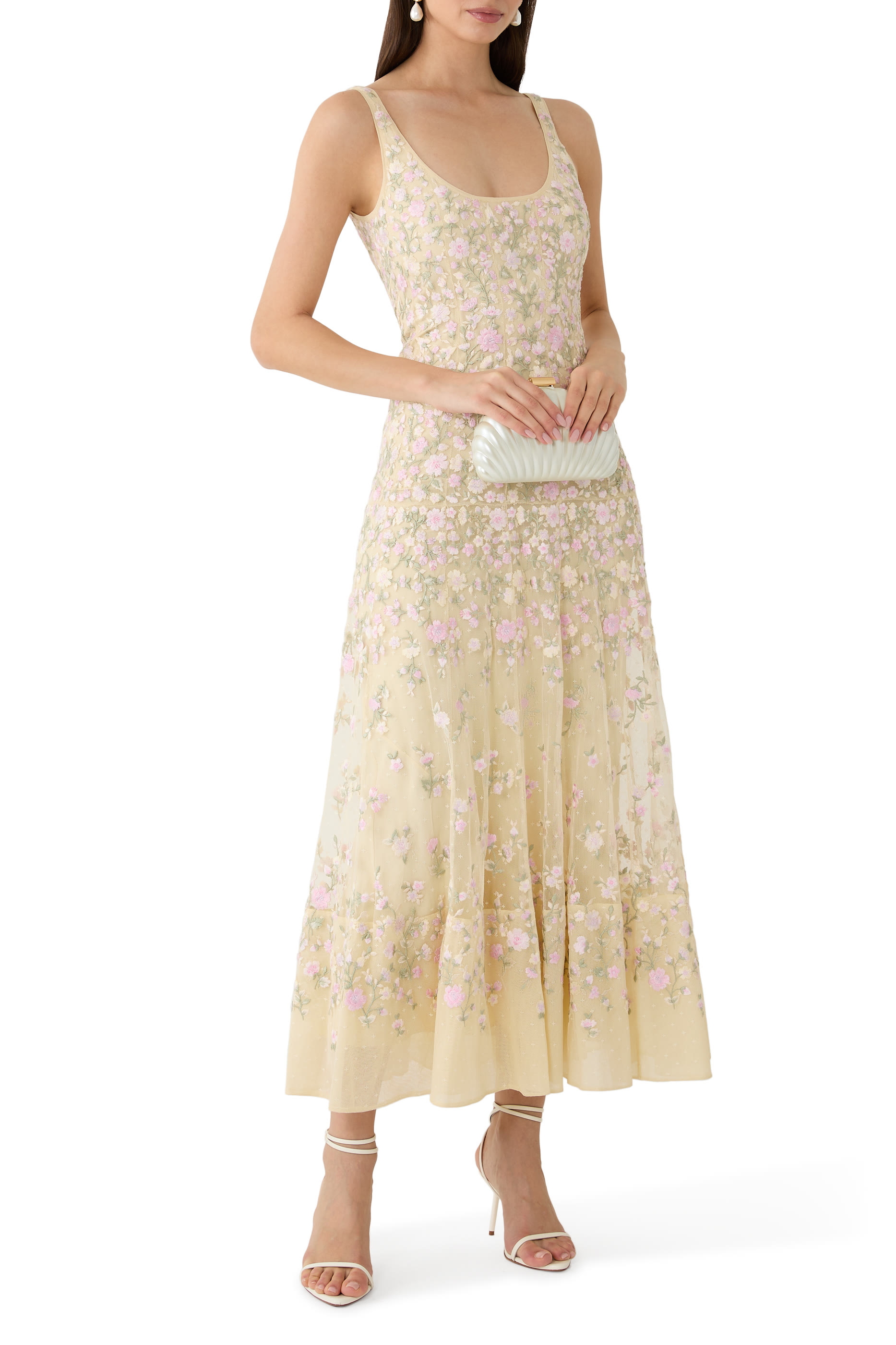 Sylvia Rose Scoop Neck Ankle Gown 