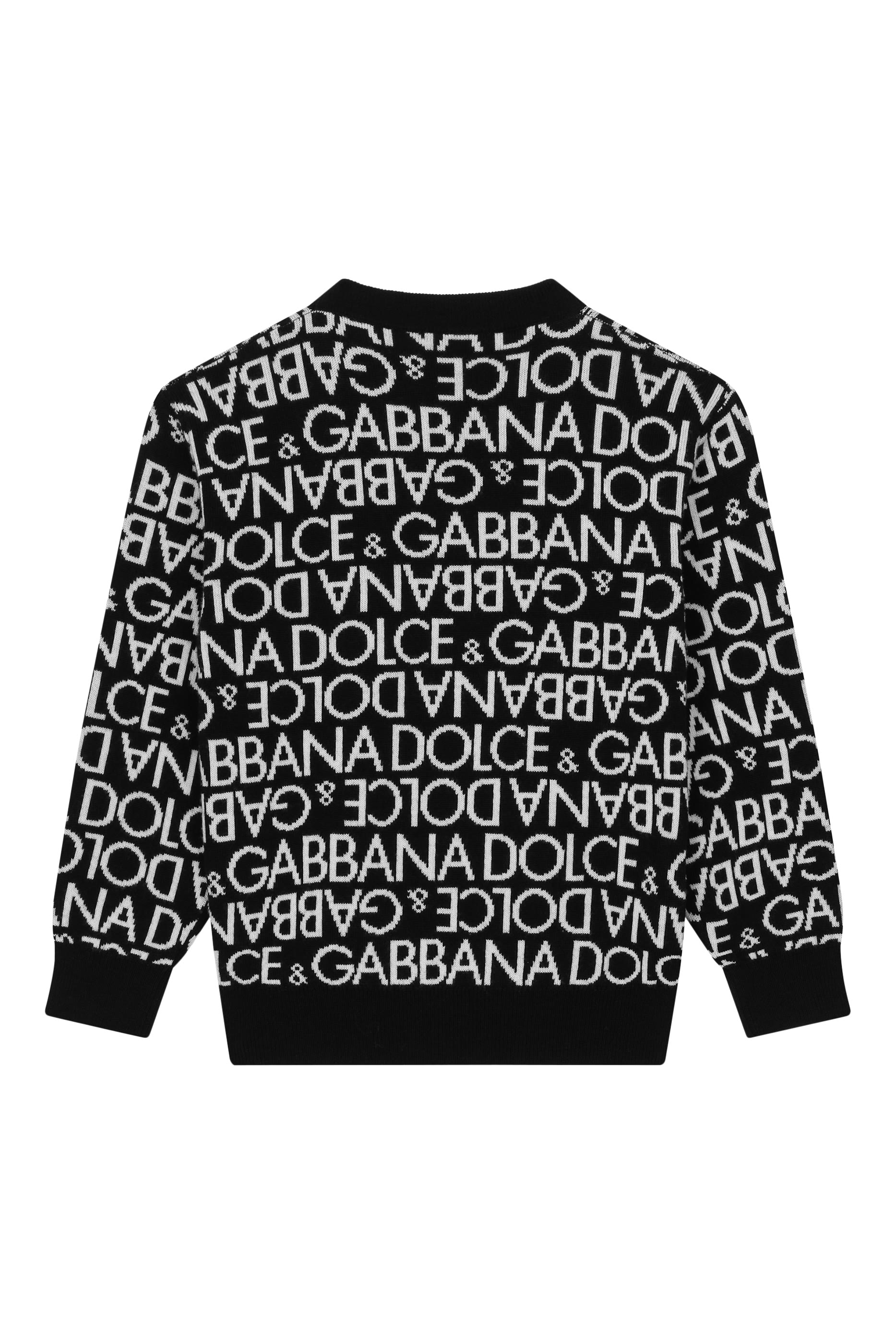 Kids All-Over Jacquard Logo Round-Neck Sweater