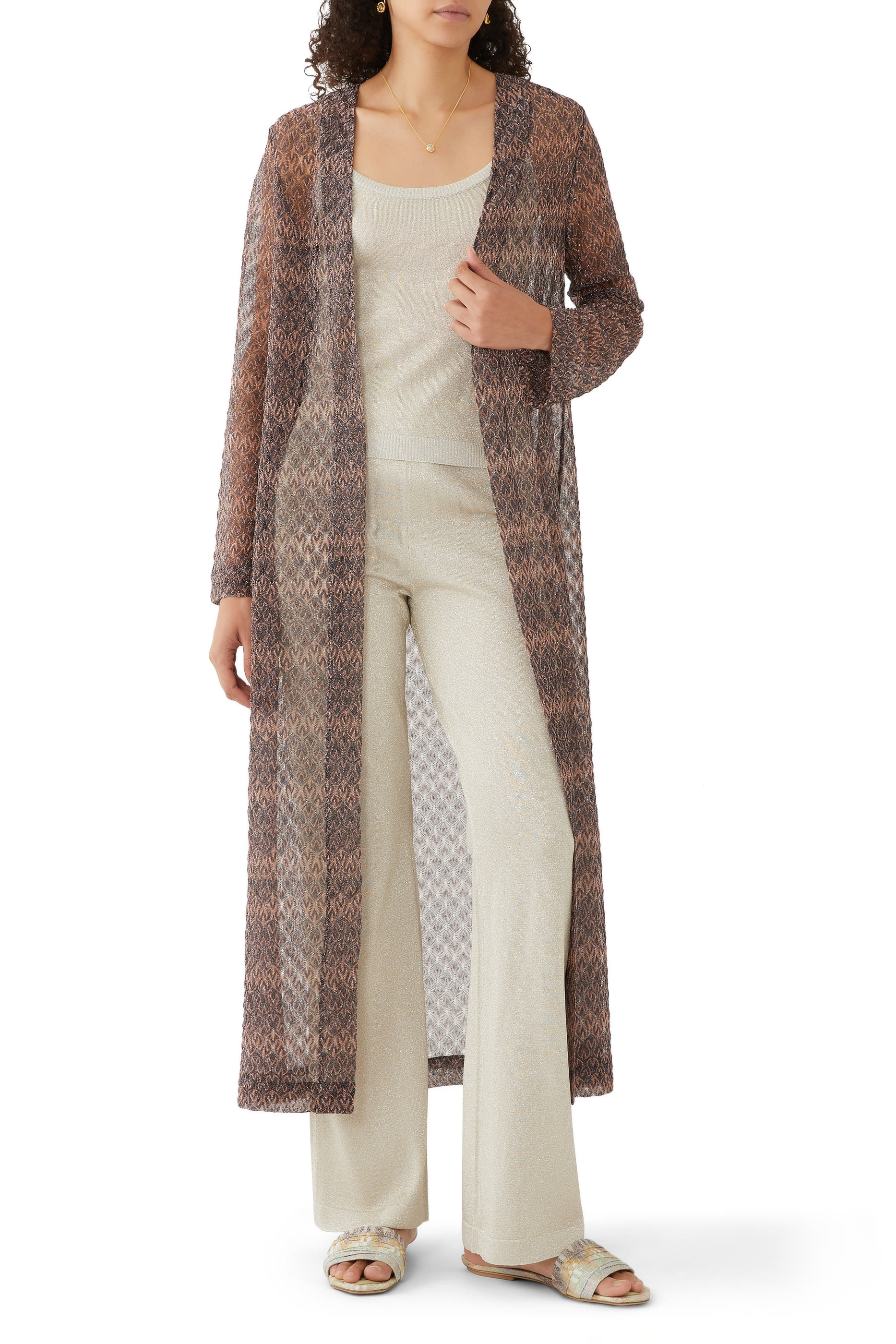 Gia Chevron Lame Raschel Slides