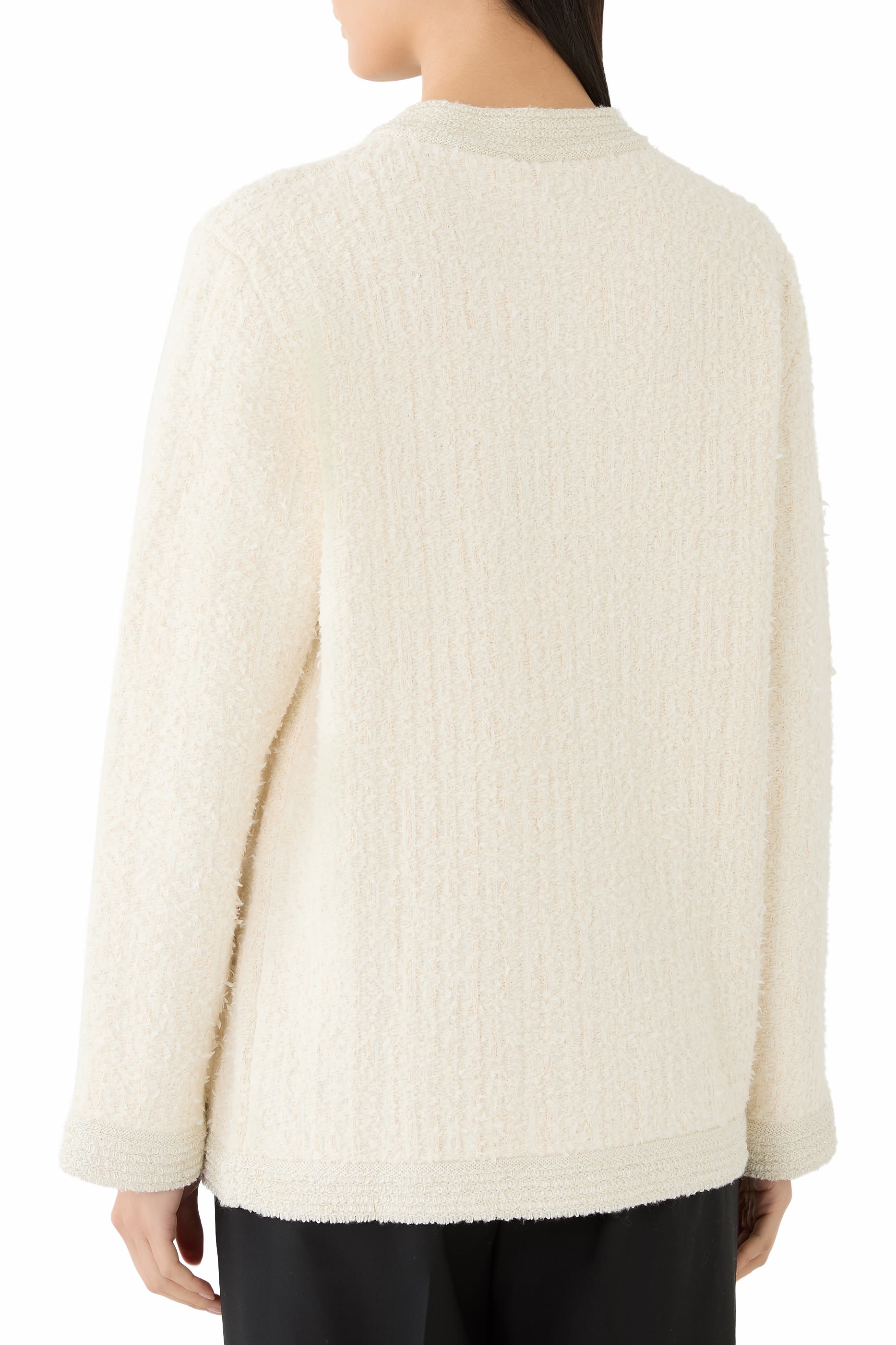  Wool Lam&eacute; Boucl&eacute; Cardigan