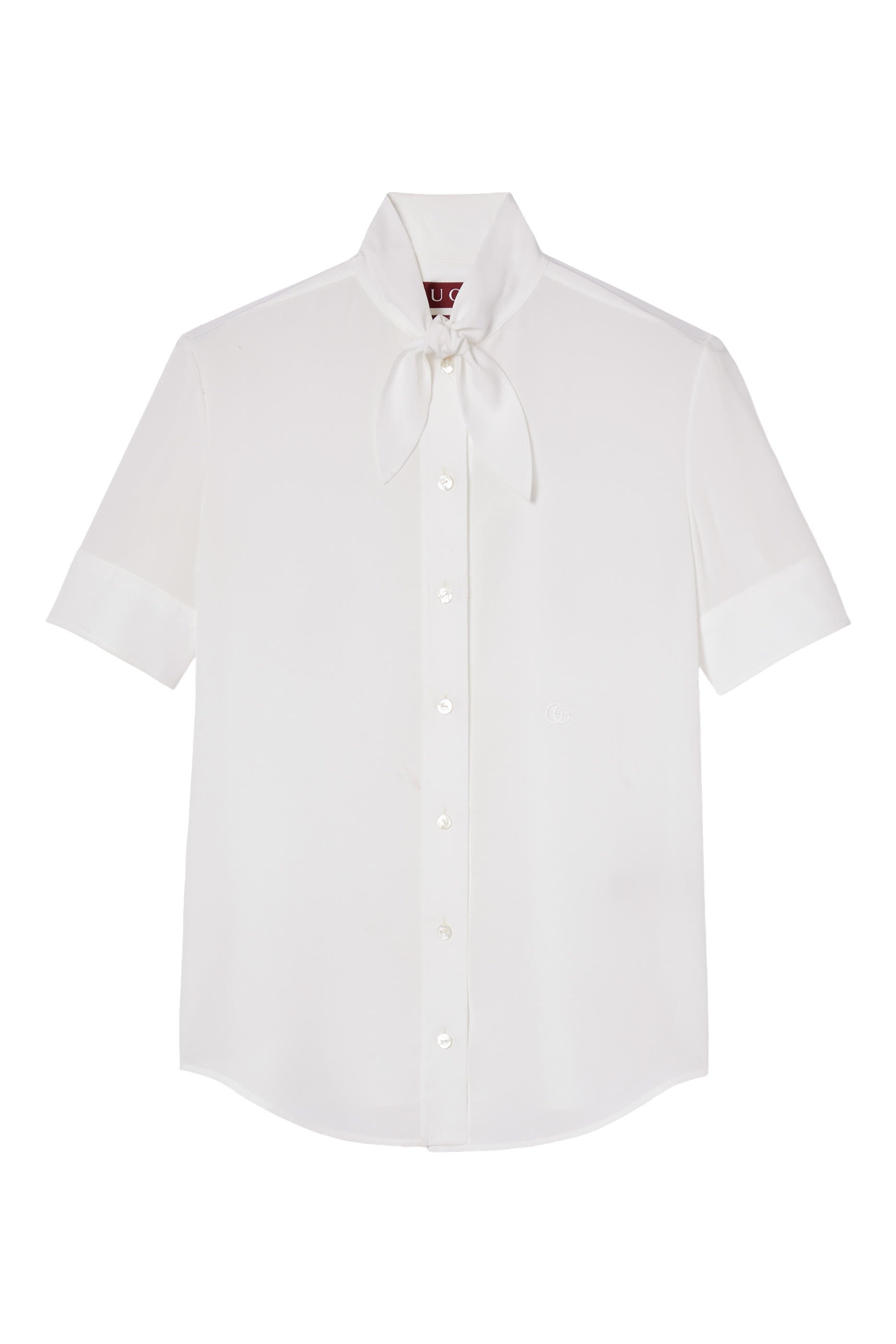 Logo Embroidered Silk Crêpe de Chine Shirt