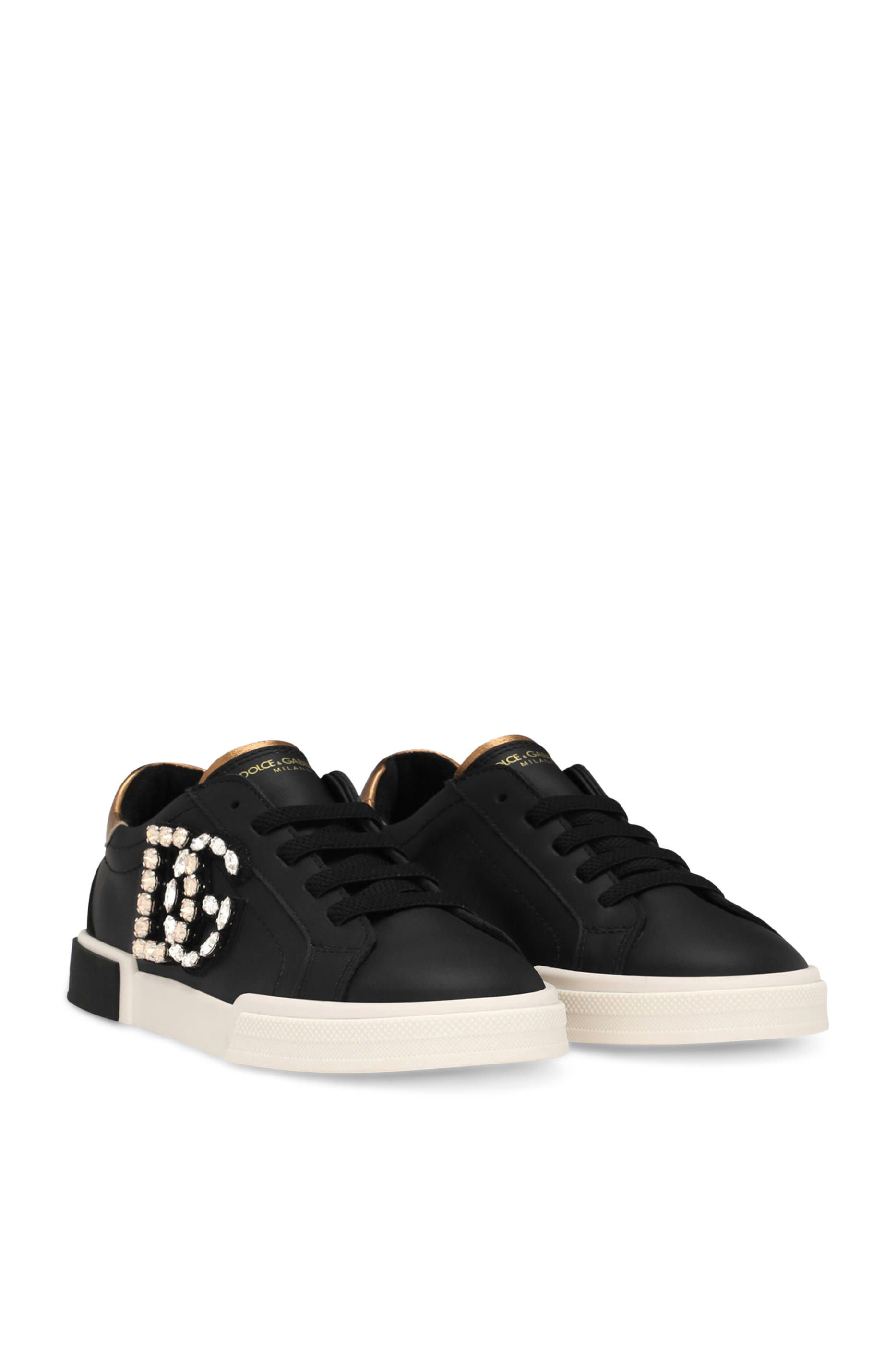 Kids Calfskin Portofino Vintage Low-Top Sneakers with DG Logo