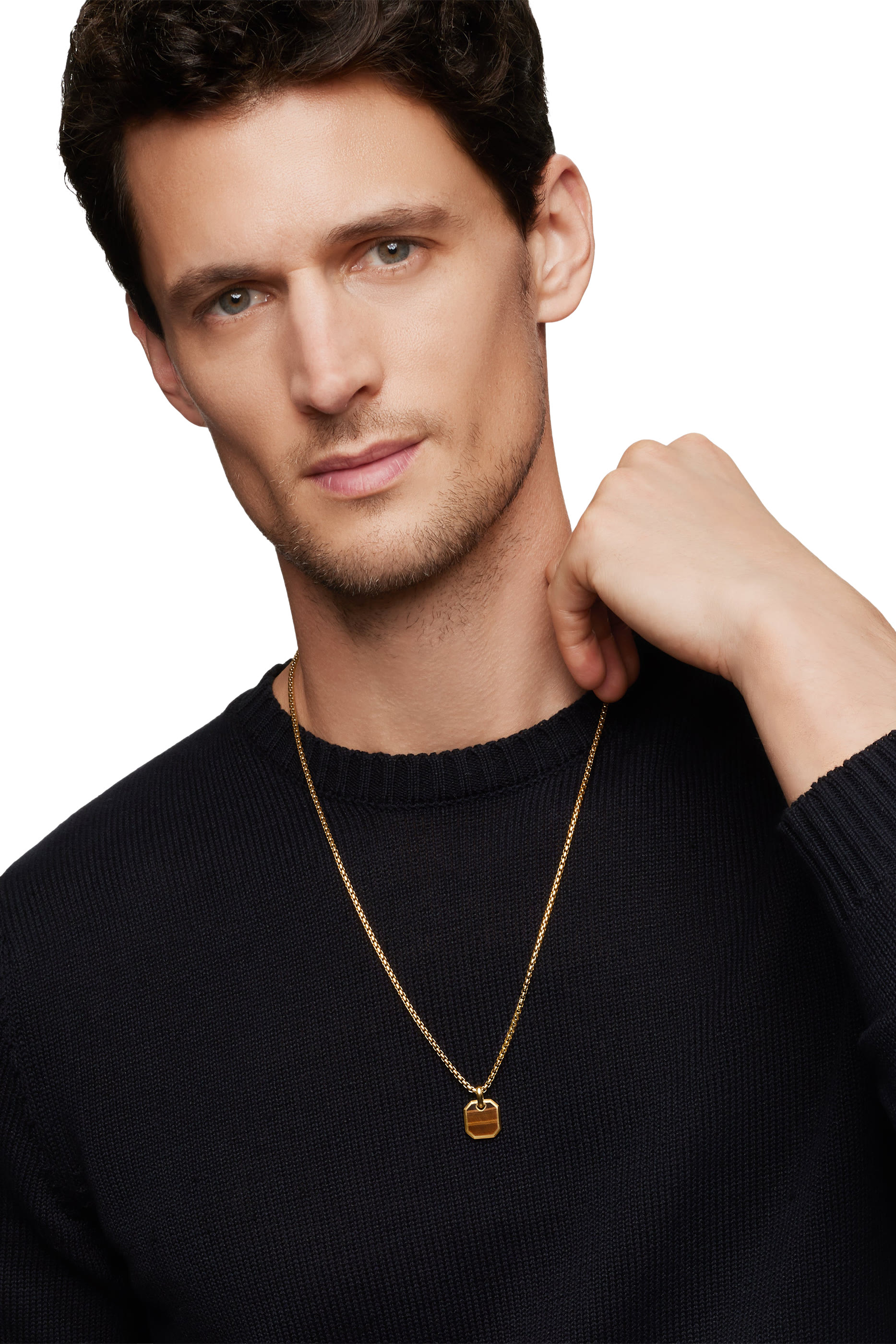  Octagonal Amulet, 18K Yellow Gold & Tiger's Eye