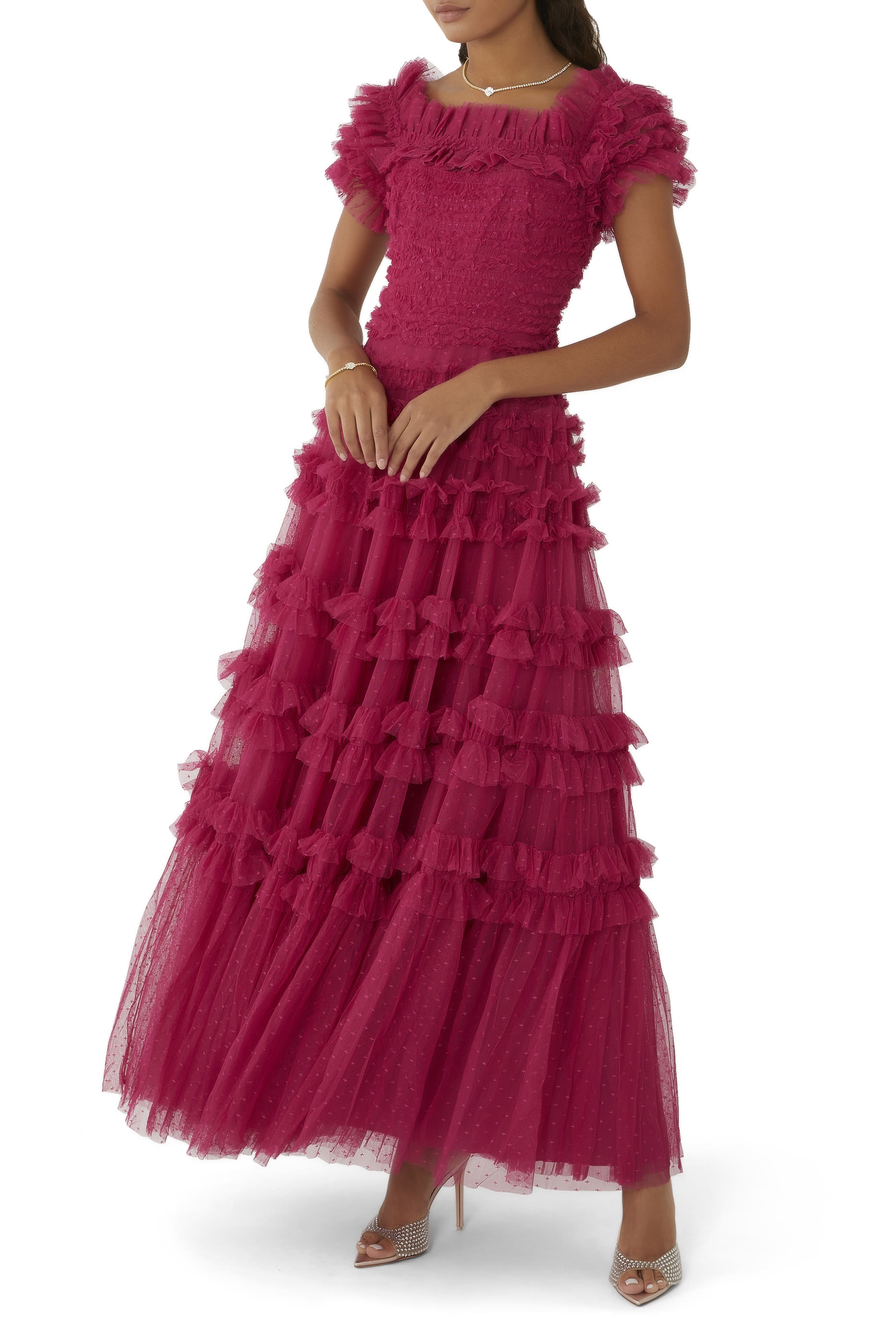 Lisette Ruffle Off Shoulder Gown