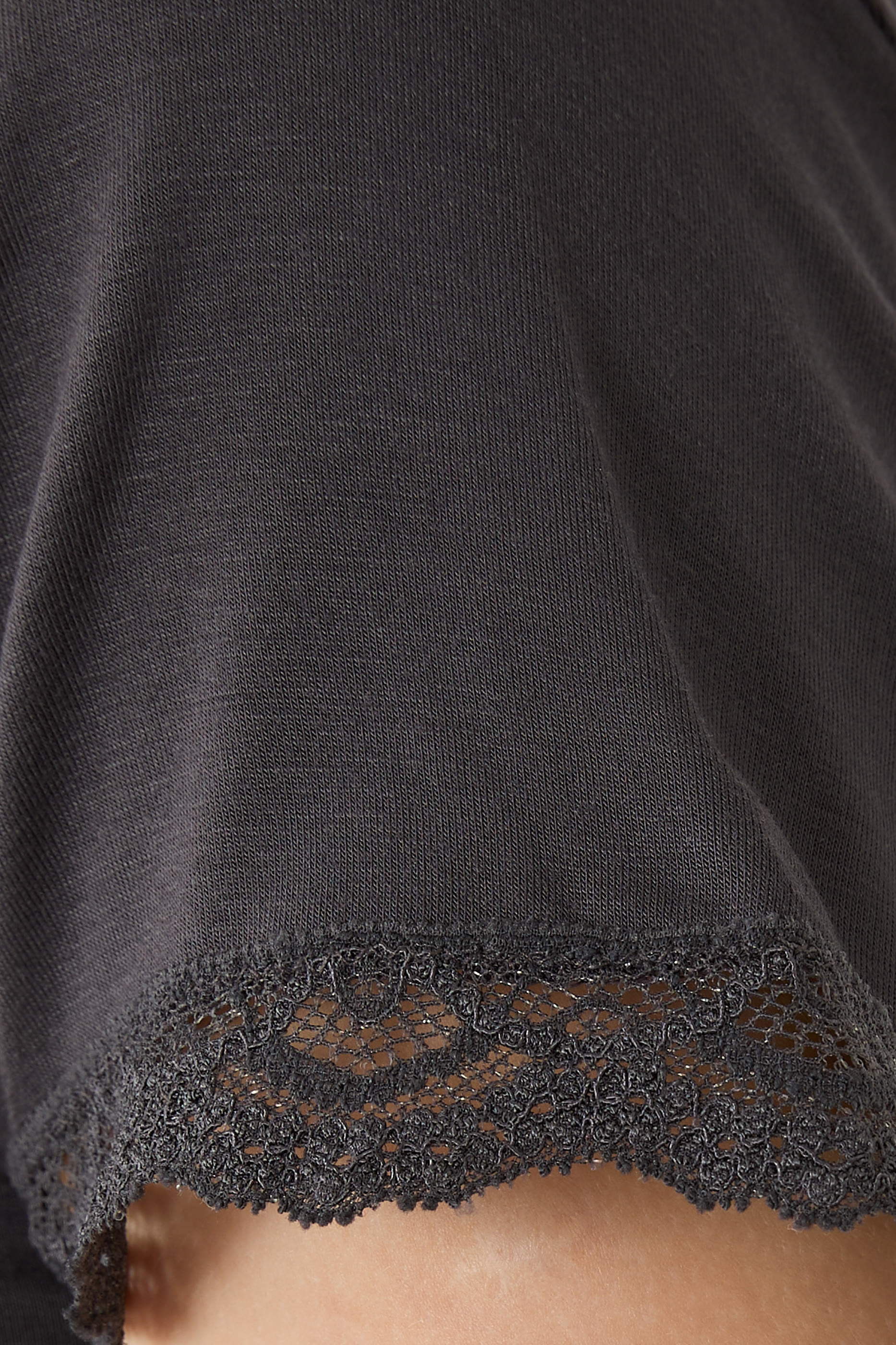 Jersey Scoop Neck Lace Trim Pajama Set