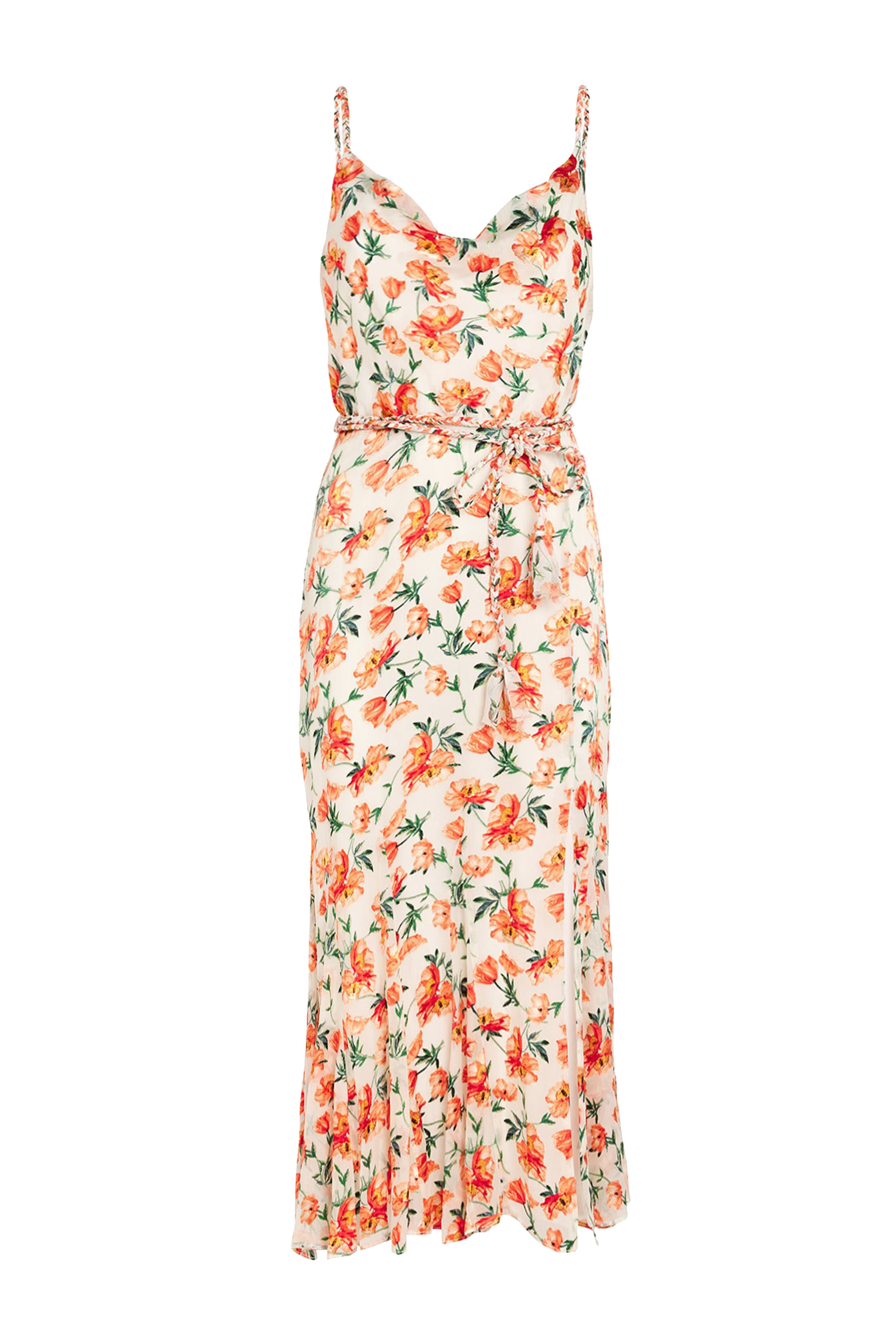 Lissa Cow Neck Godet Midi Dress