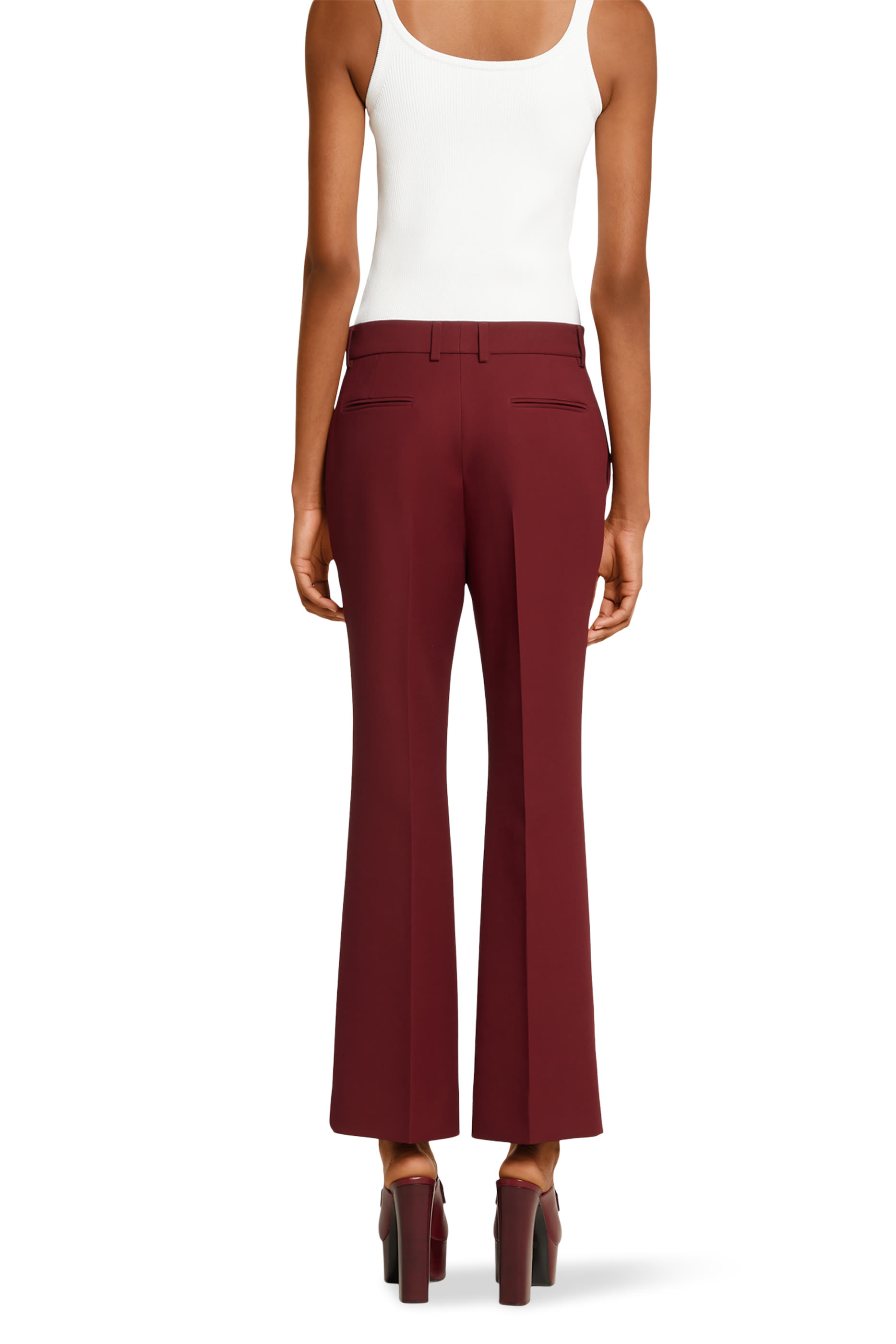 Logo Embroidered Wool Silk Pants