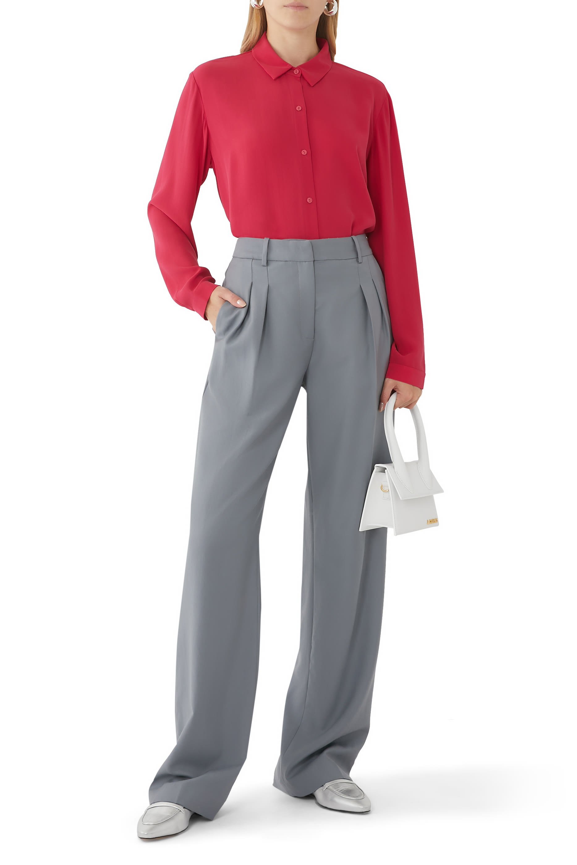 Silk Georgette Crepe Classic Collar Shirt