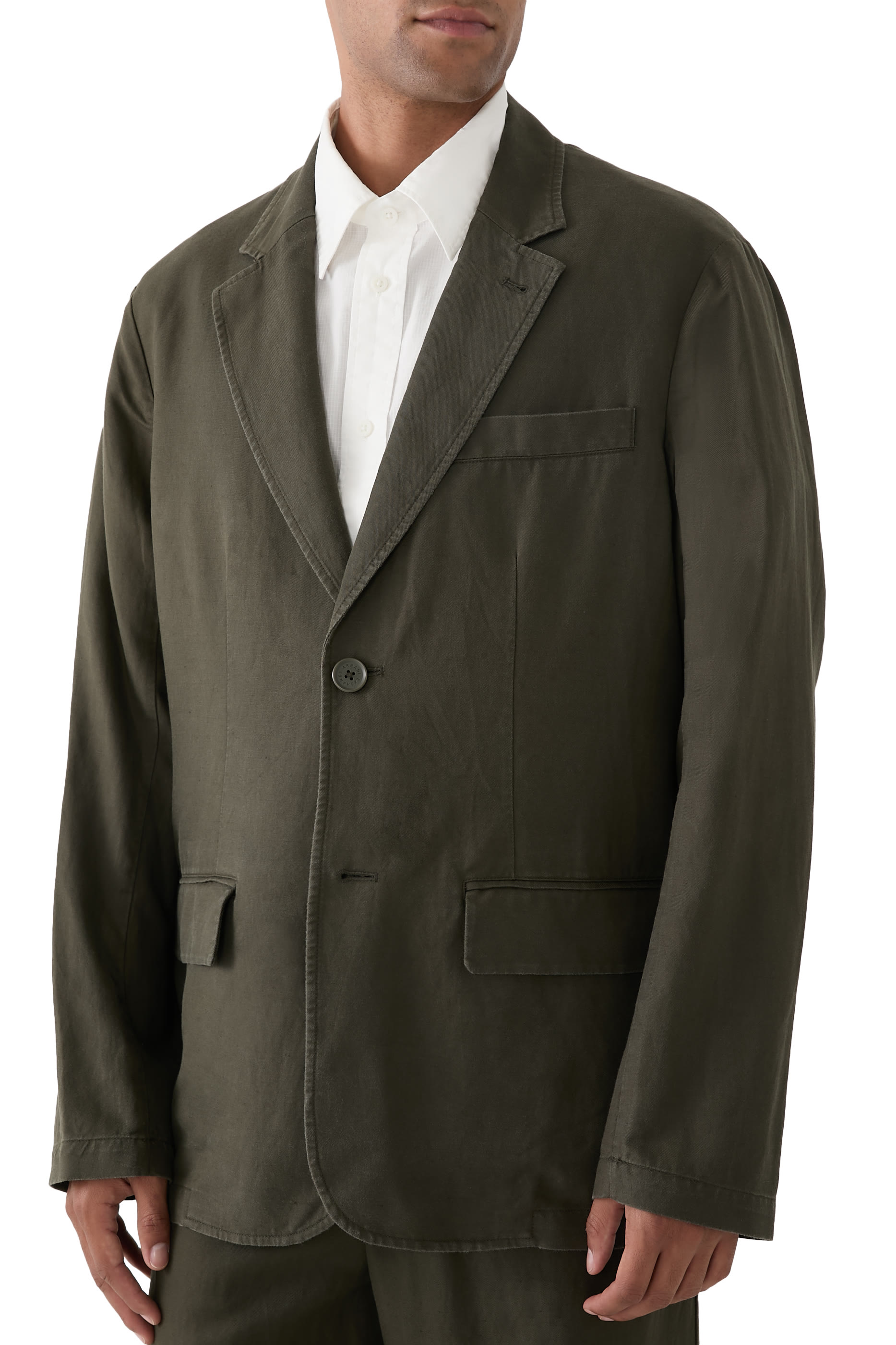 Single-Breasted Jacket in Linen and Lyocell