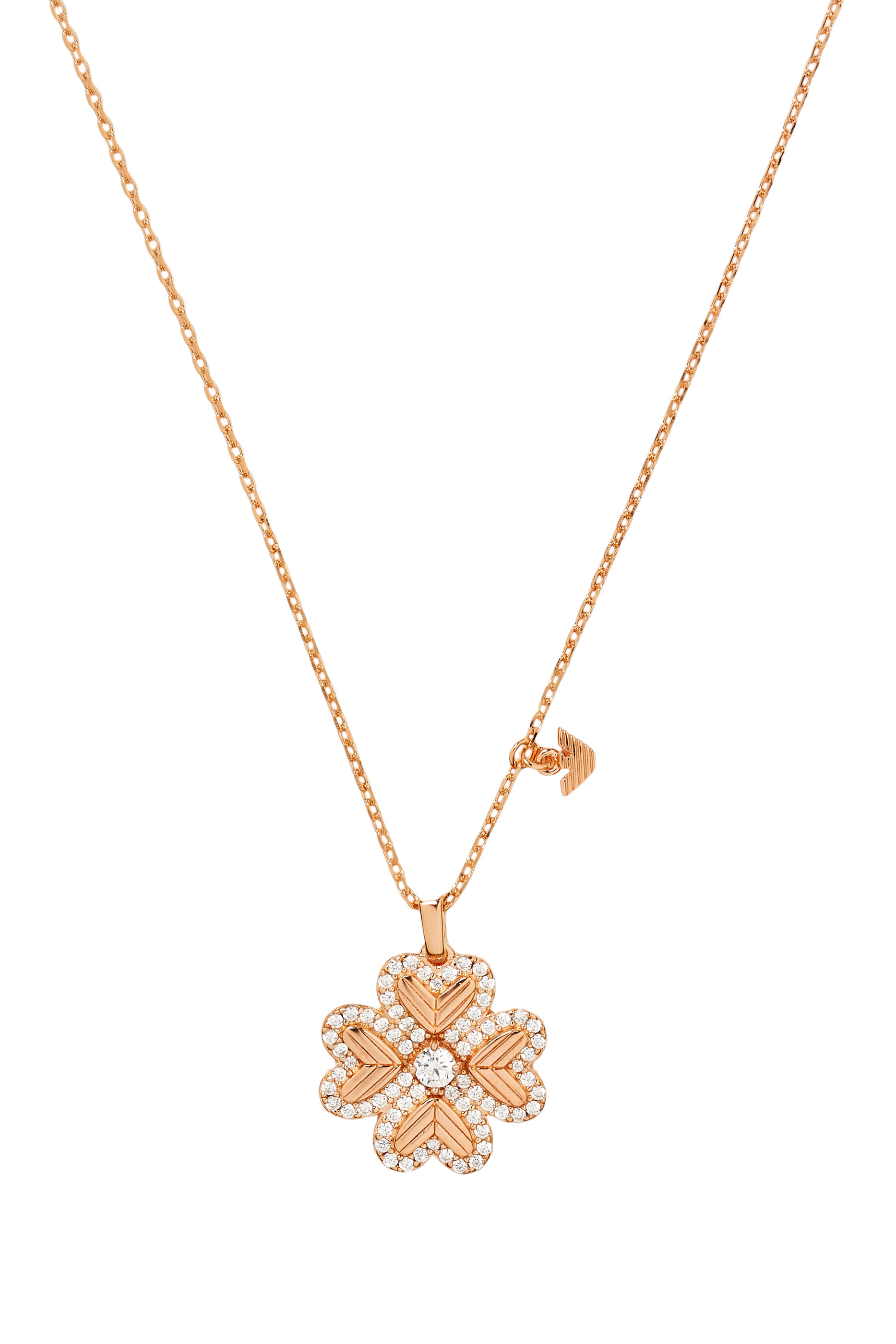 Pendant Necklace, Rose Gold-Tone Sterling Silver & Cubic Zirconia