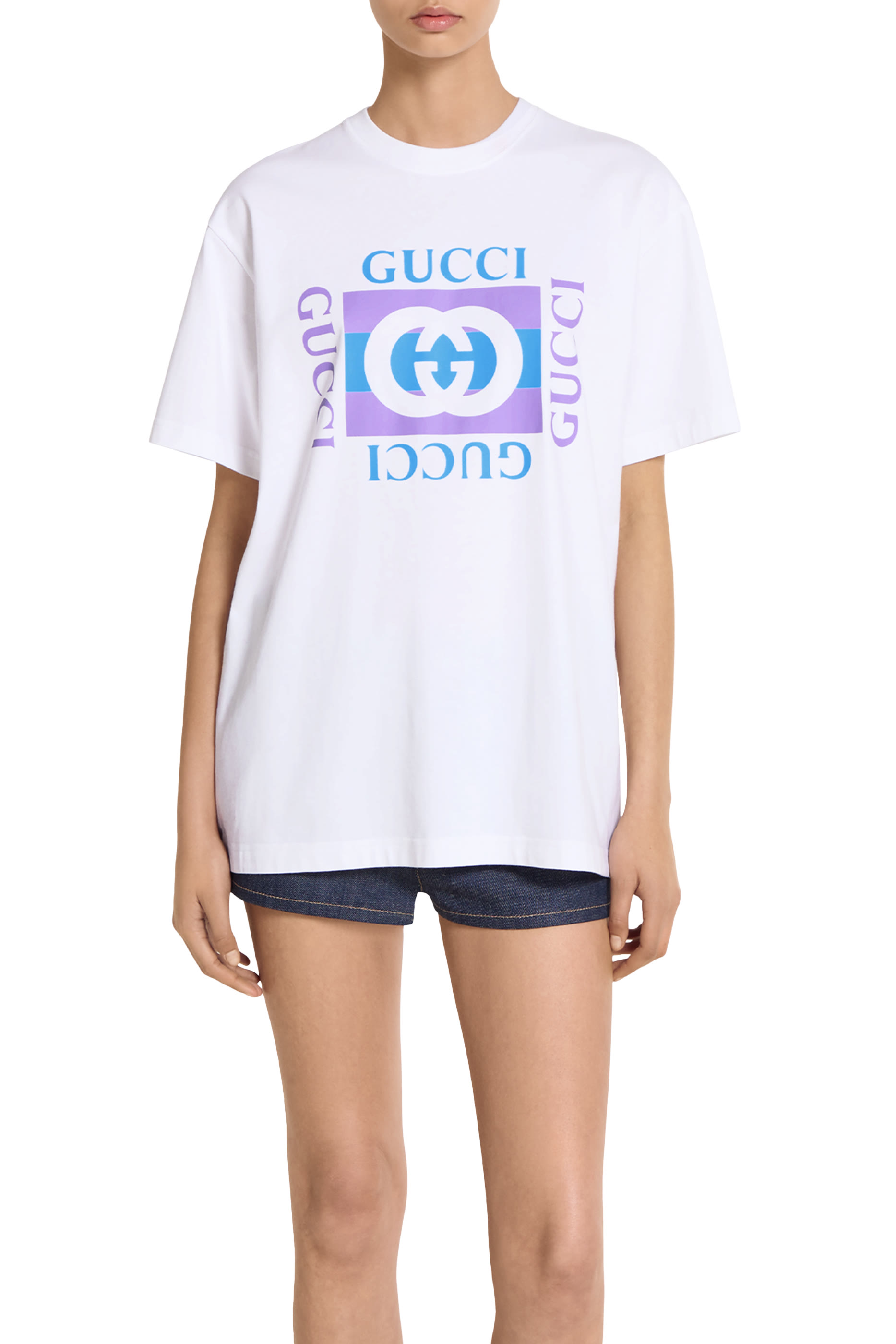  Cotton Jersey T-Shirt with Logo Print 