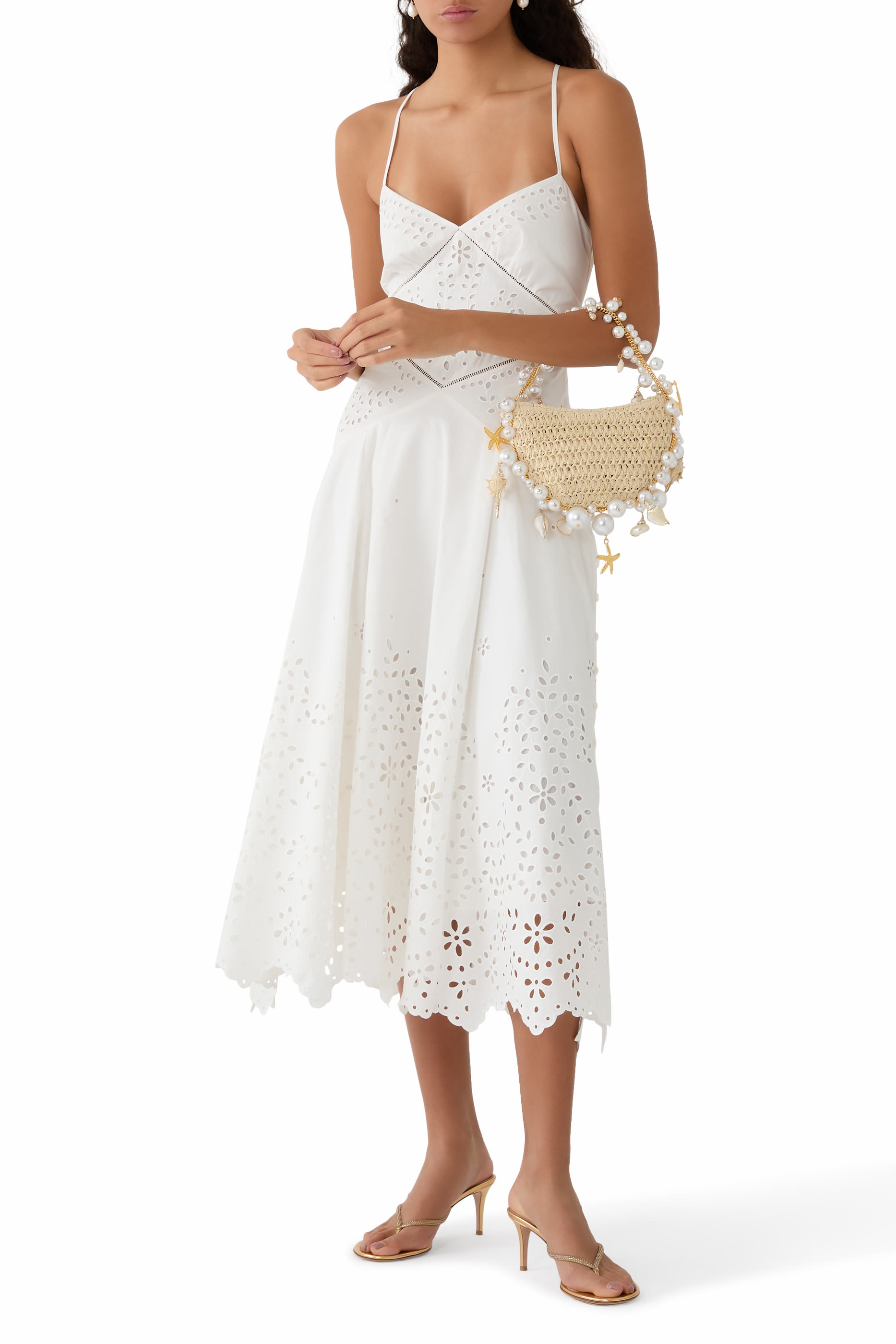 Cotton Embroidered Midi Dress