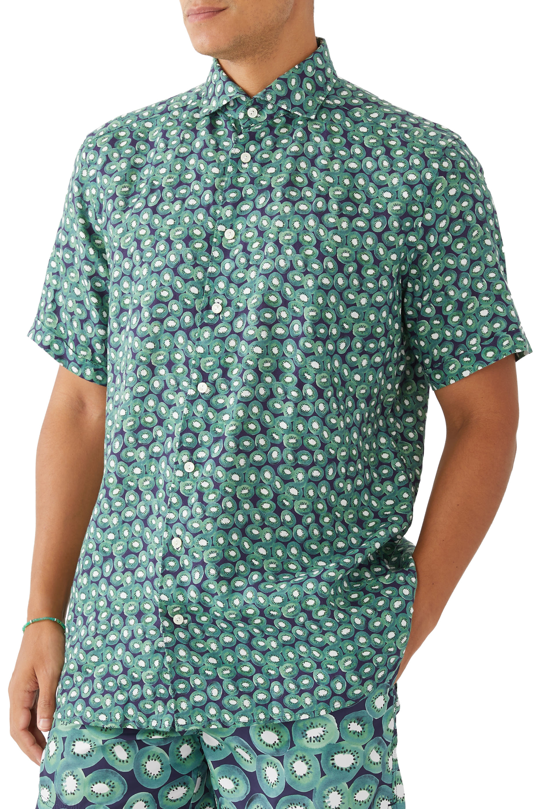 Green Kiwi Linen Short Sleeve Shirt