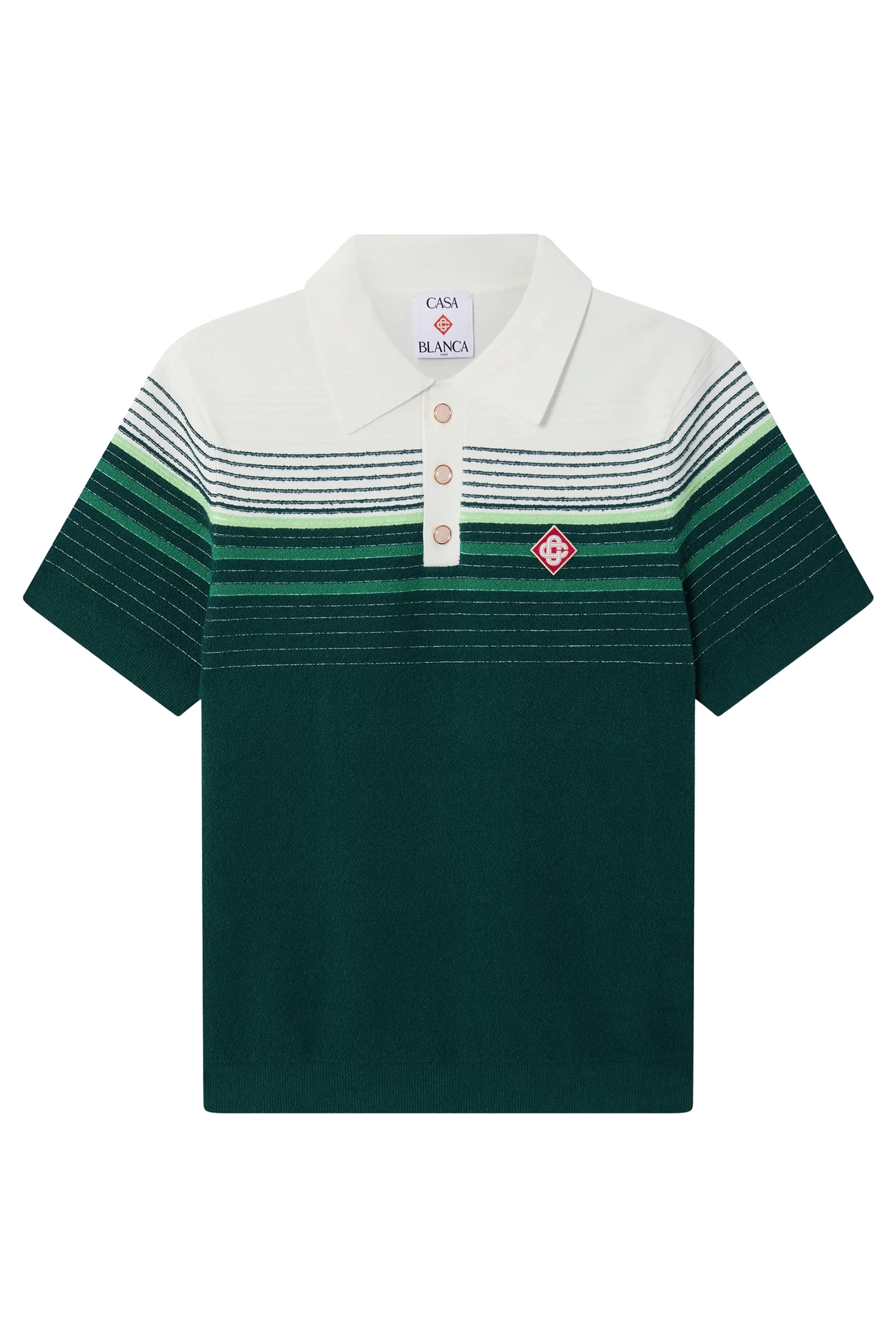 Boucl&eacute; Stripe Short Sleeve Polo Shirt