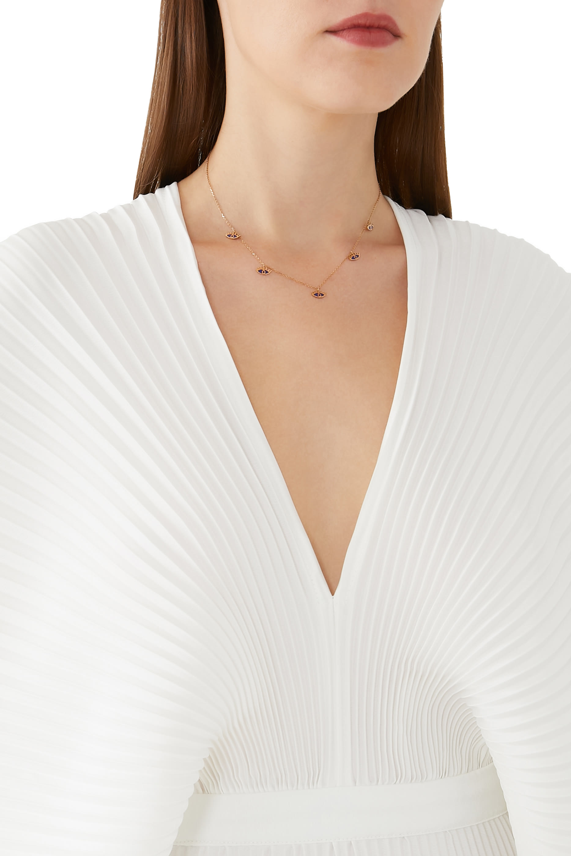 Lapis Blue Enamel Five Eyes Necklace