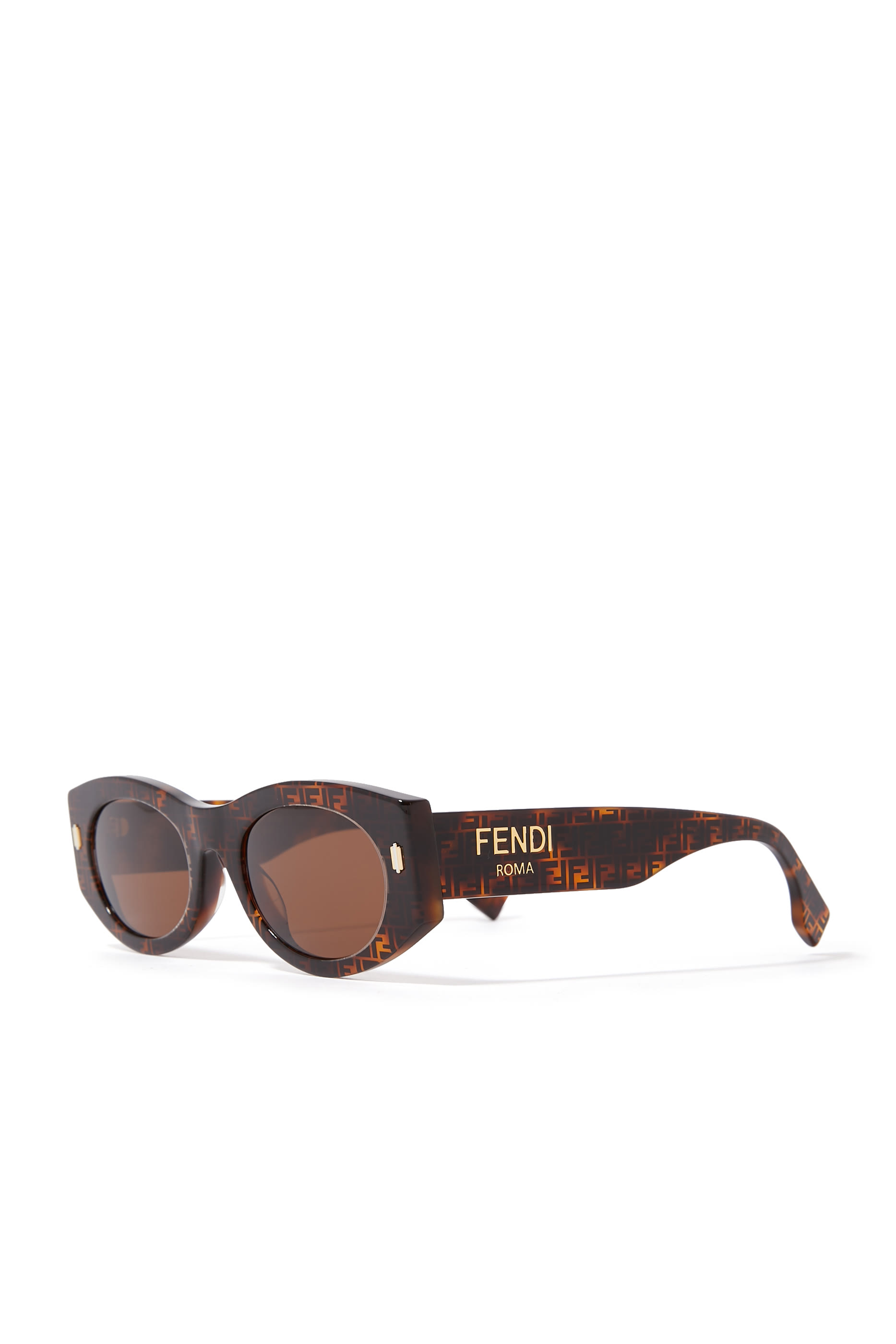 Fendi Roma Brown Havana Oval Sunglasses