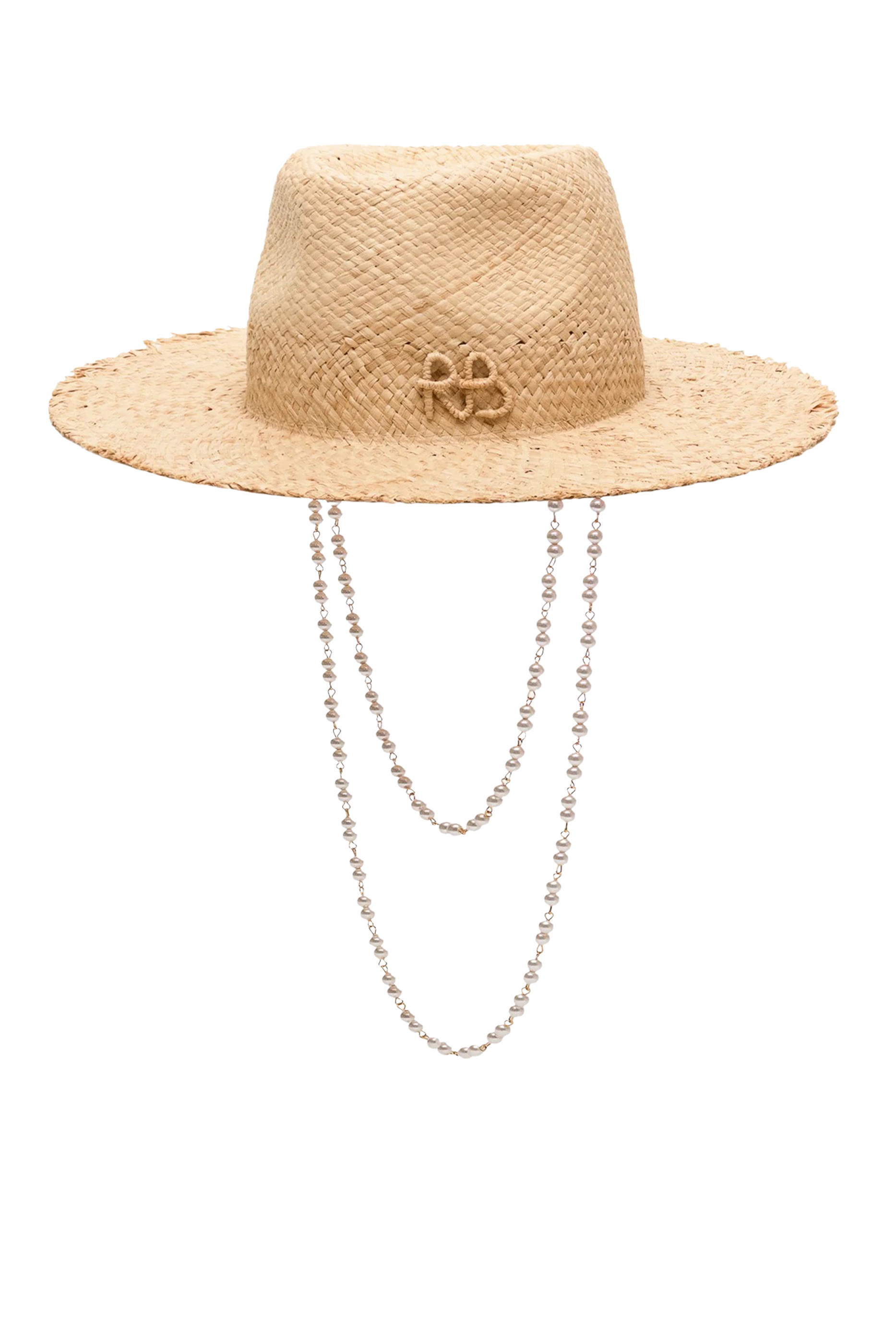 Pearl Chain Frayed-Brim Fedora Hat