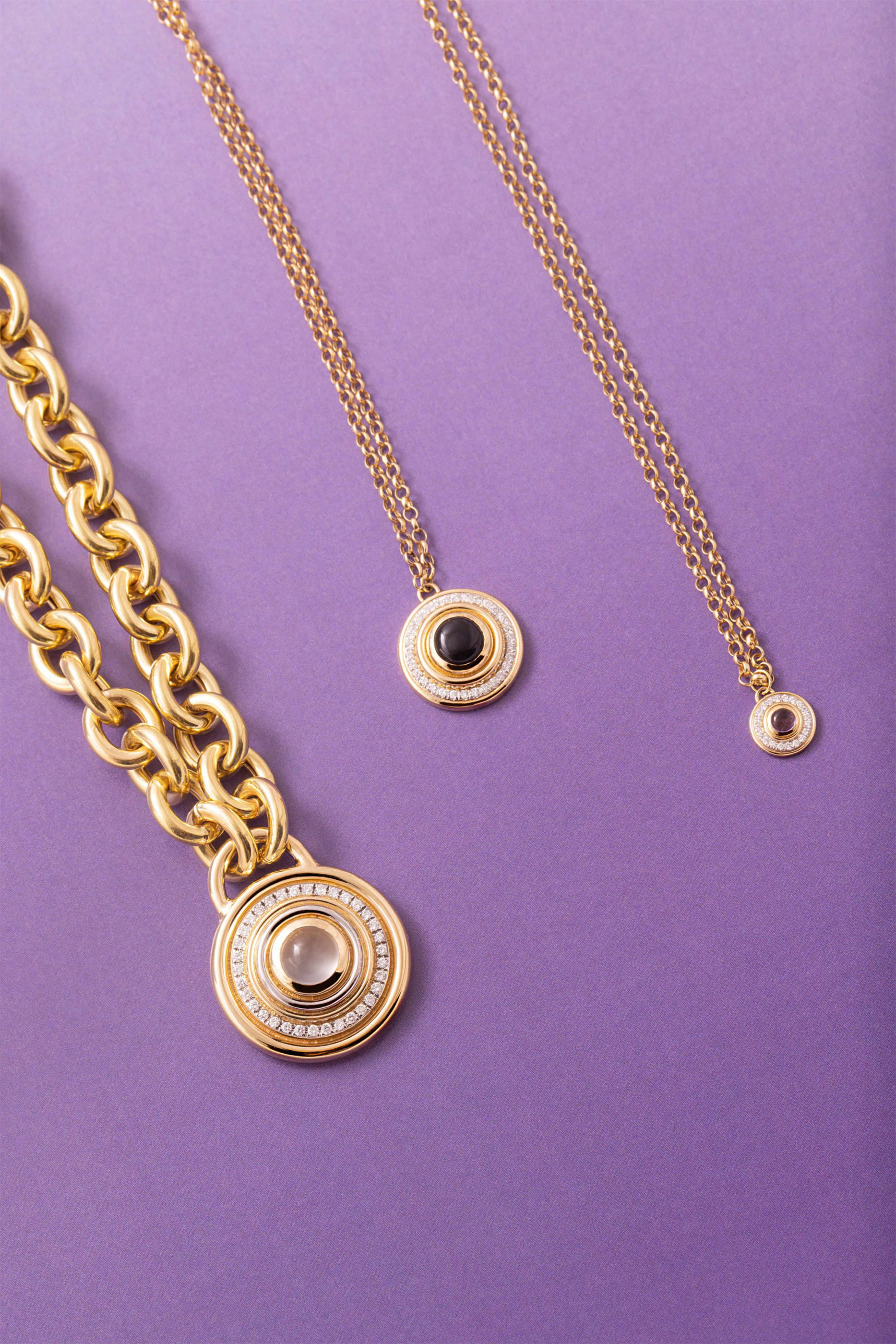 Mini Mimette Necklace, 18k Yellow Gold with White Diamonds & Amethyst