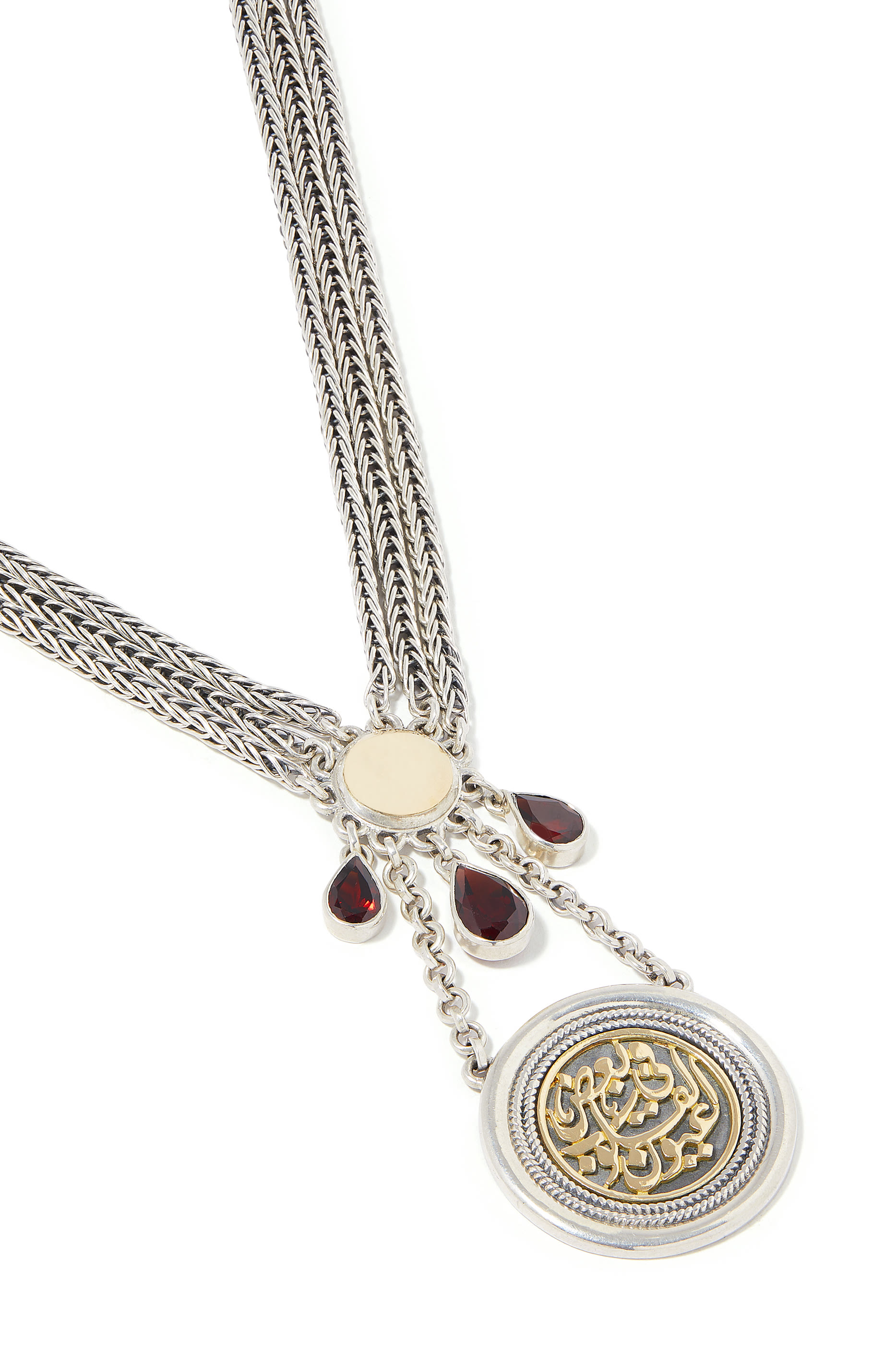 True Vision Of the Heart Necklace, 18k Yellow Gold with Sterling Silver & Garnet