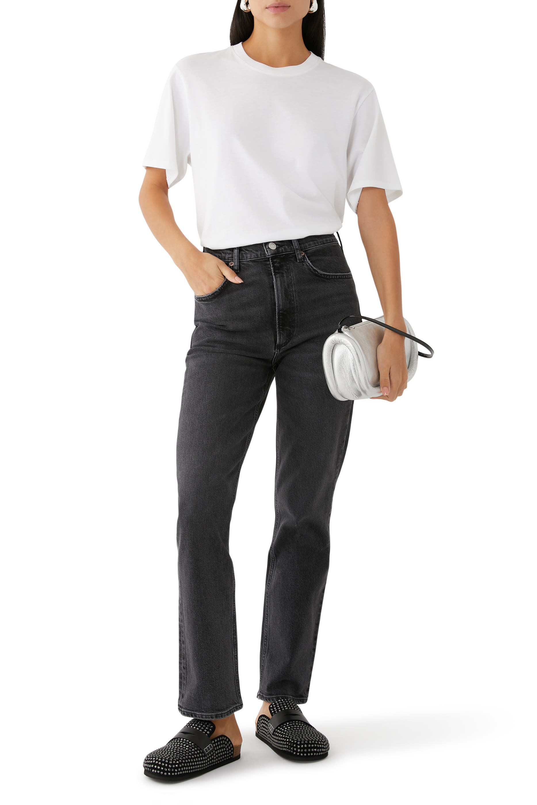 High Rise Stove Pipe Jeans