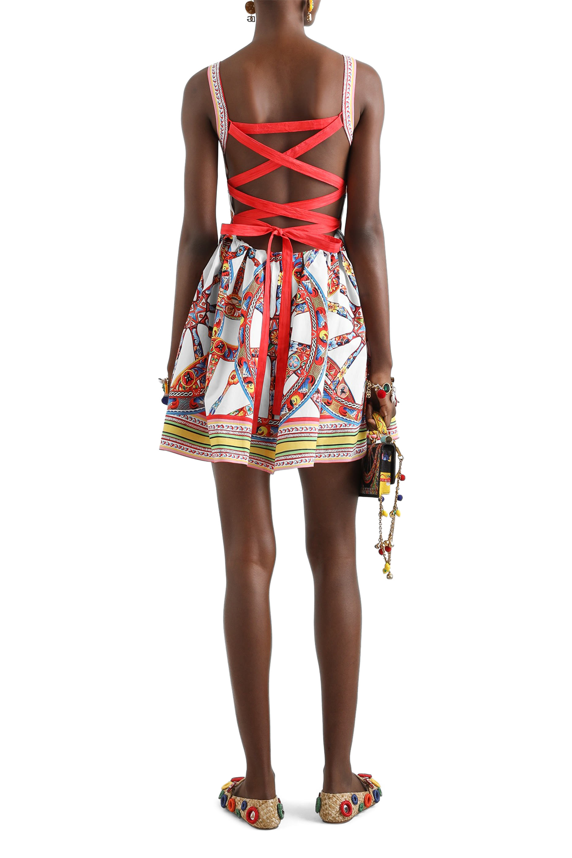 Carretto-Print Midi Dress