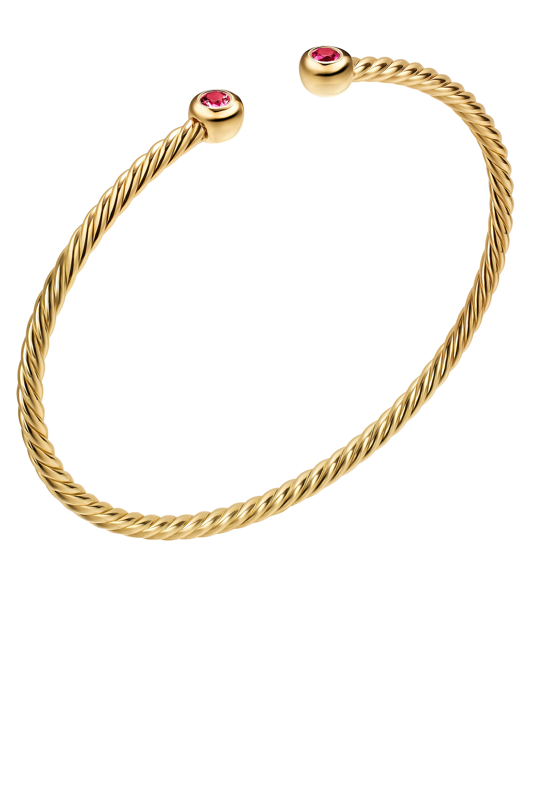 Cable Micro Cablespira Flex Round Bangle,  18K Yellow Gold with Ruby