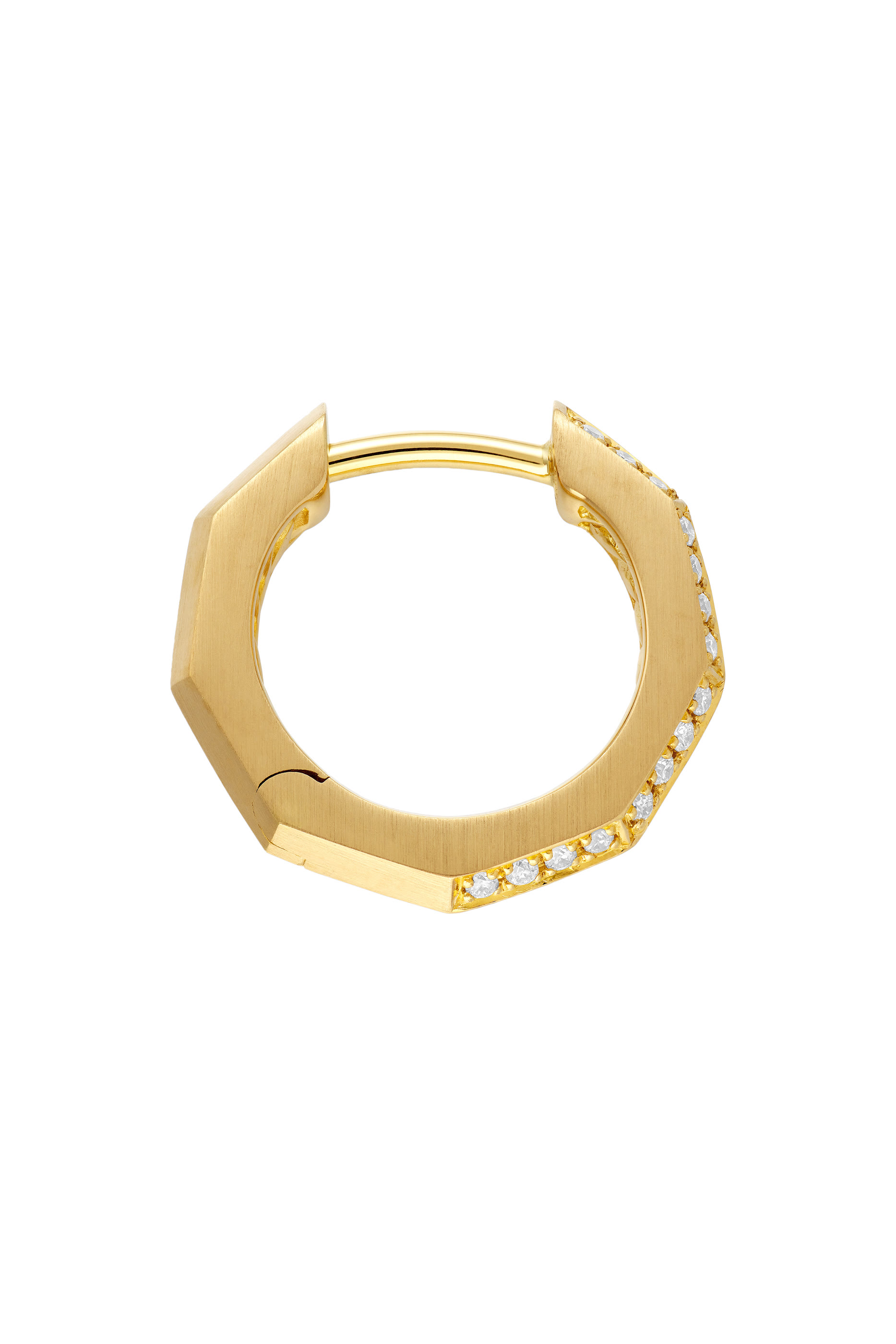 Stax Faceted Huggie Hoop Earrings, 18k Yellow Gold & Diamonds